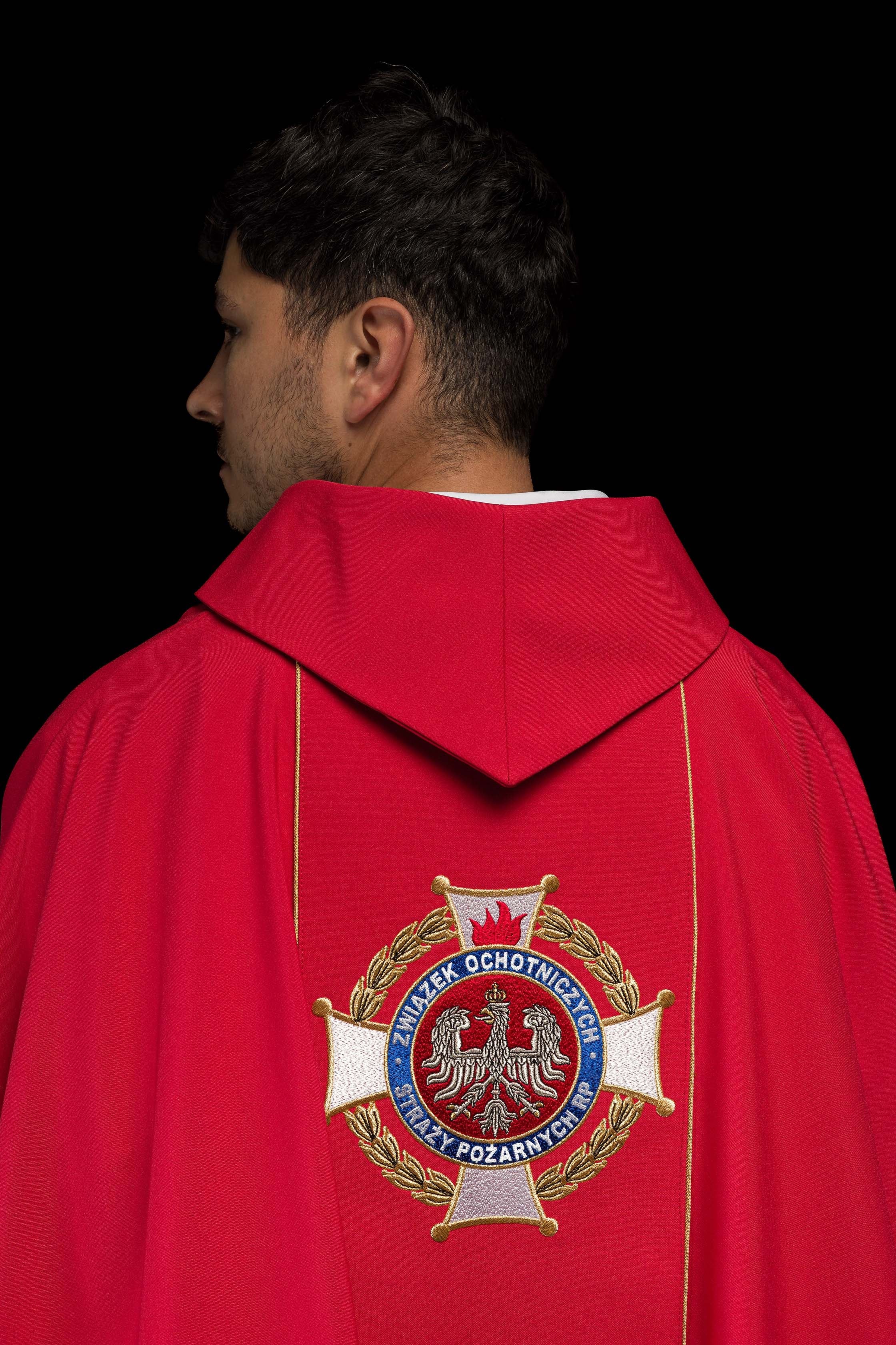 Richly embroidered chasuble with the image of Saint Florian - CHASUBLES.COM