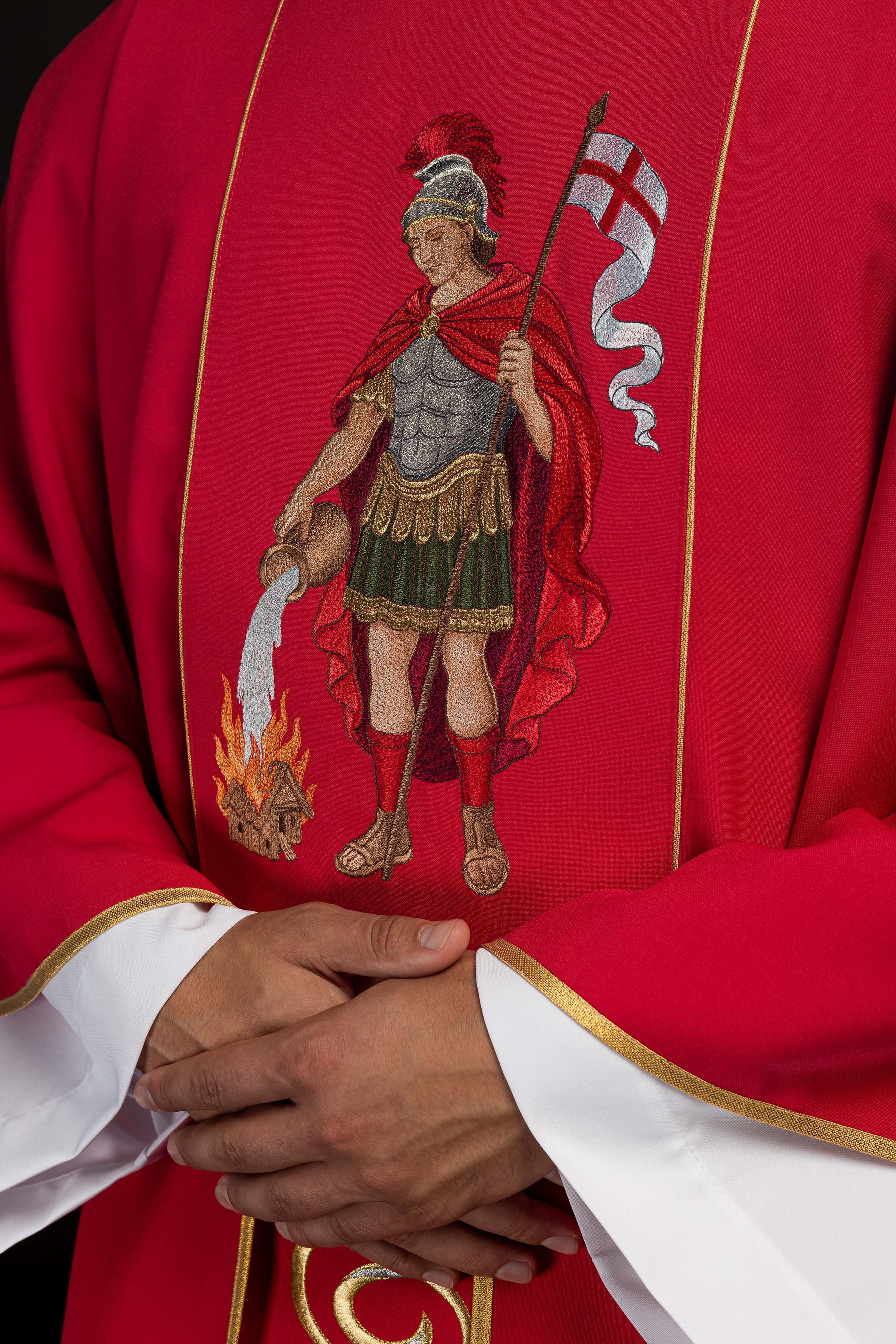 Richly embroidered chasuble with the image of Saint Florian - CHASUBLES.COM