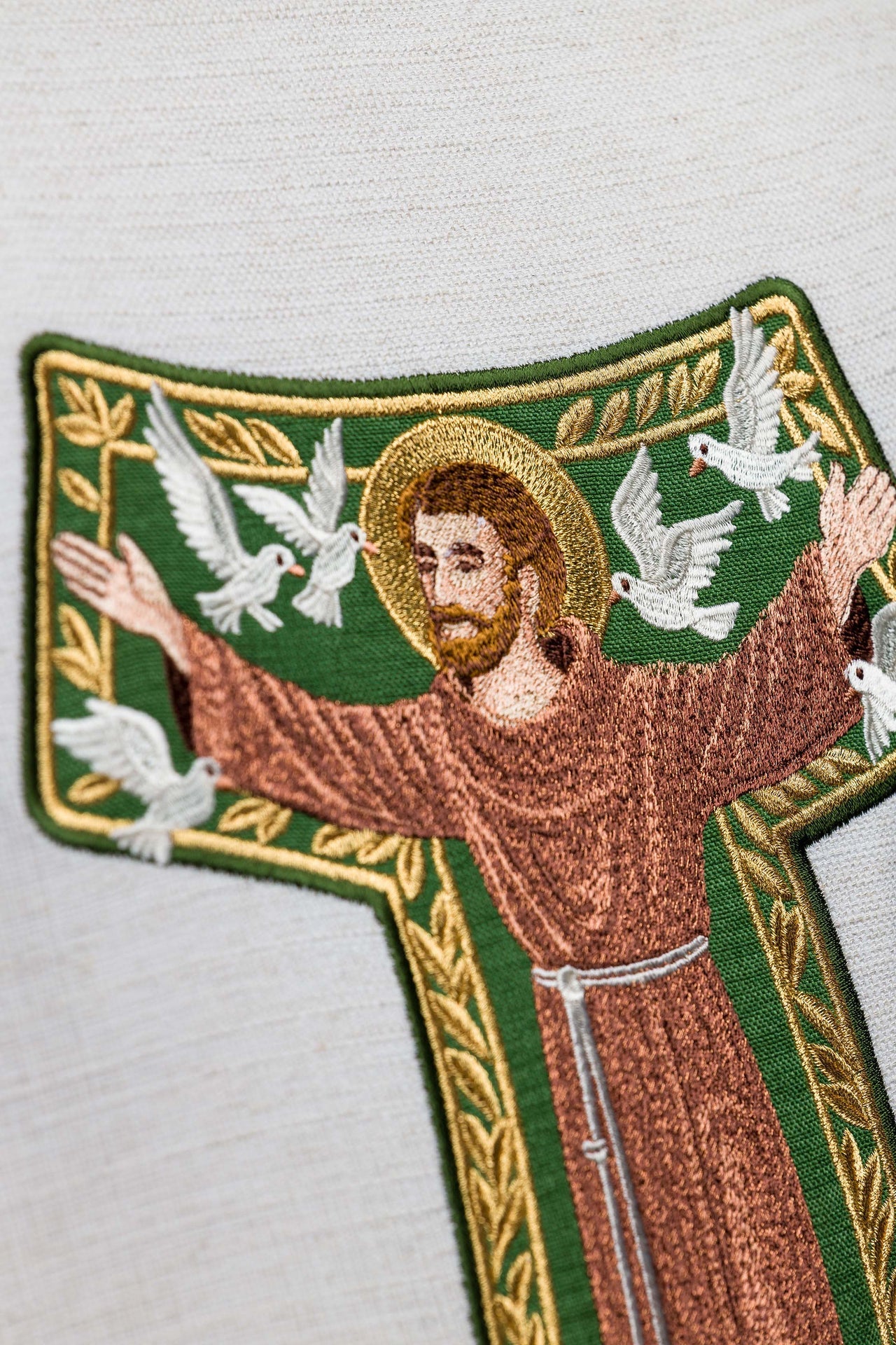 Embroidered chasuble with the image of Saint Francis