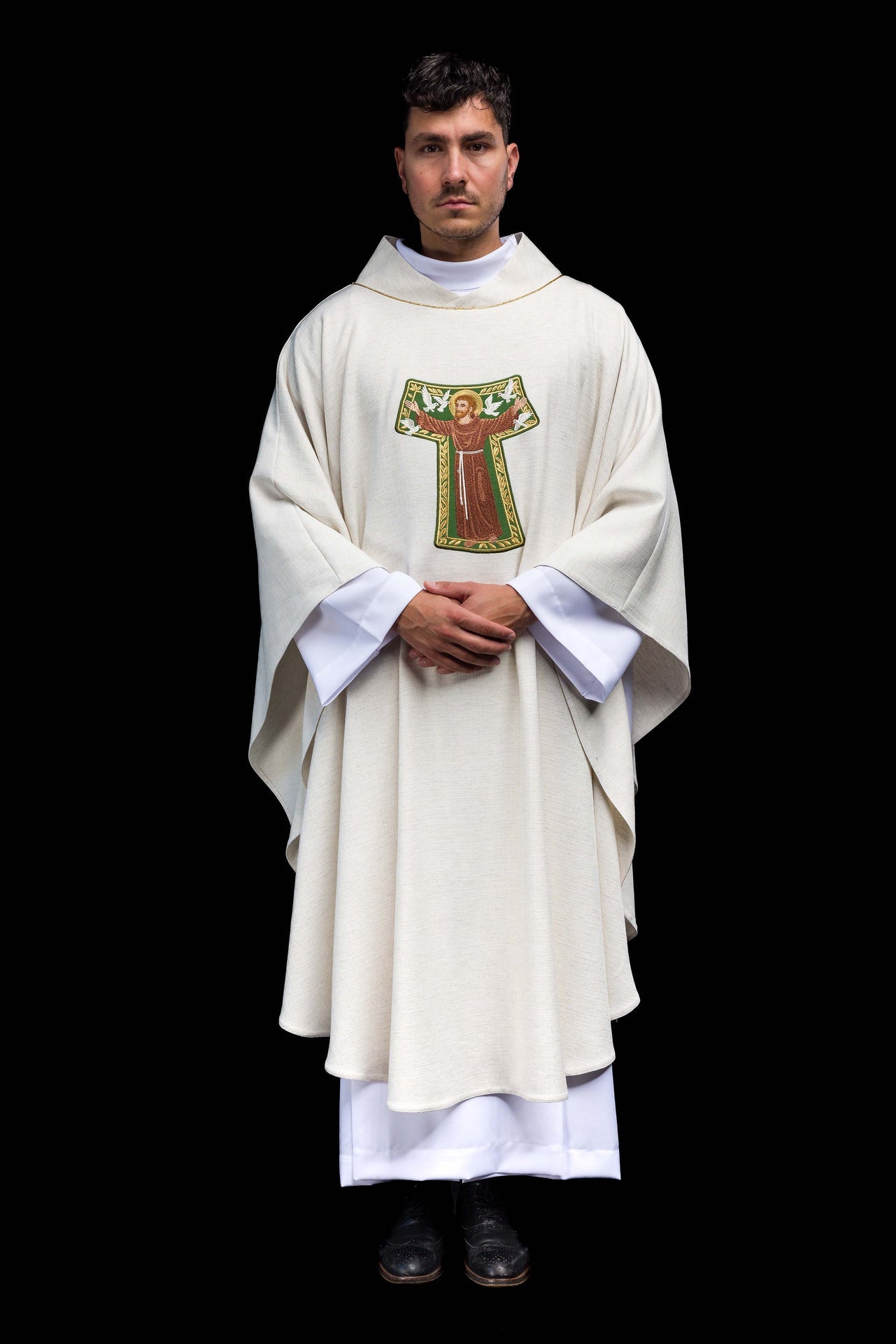 Embroidered chasuble with the image of Saint Francis
