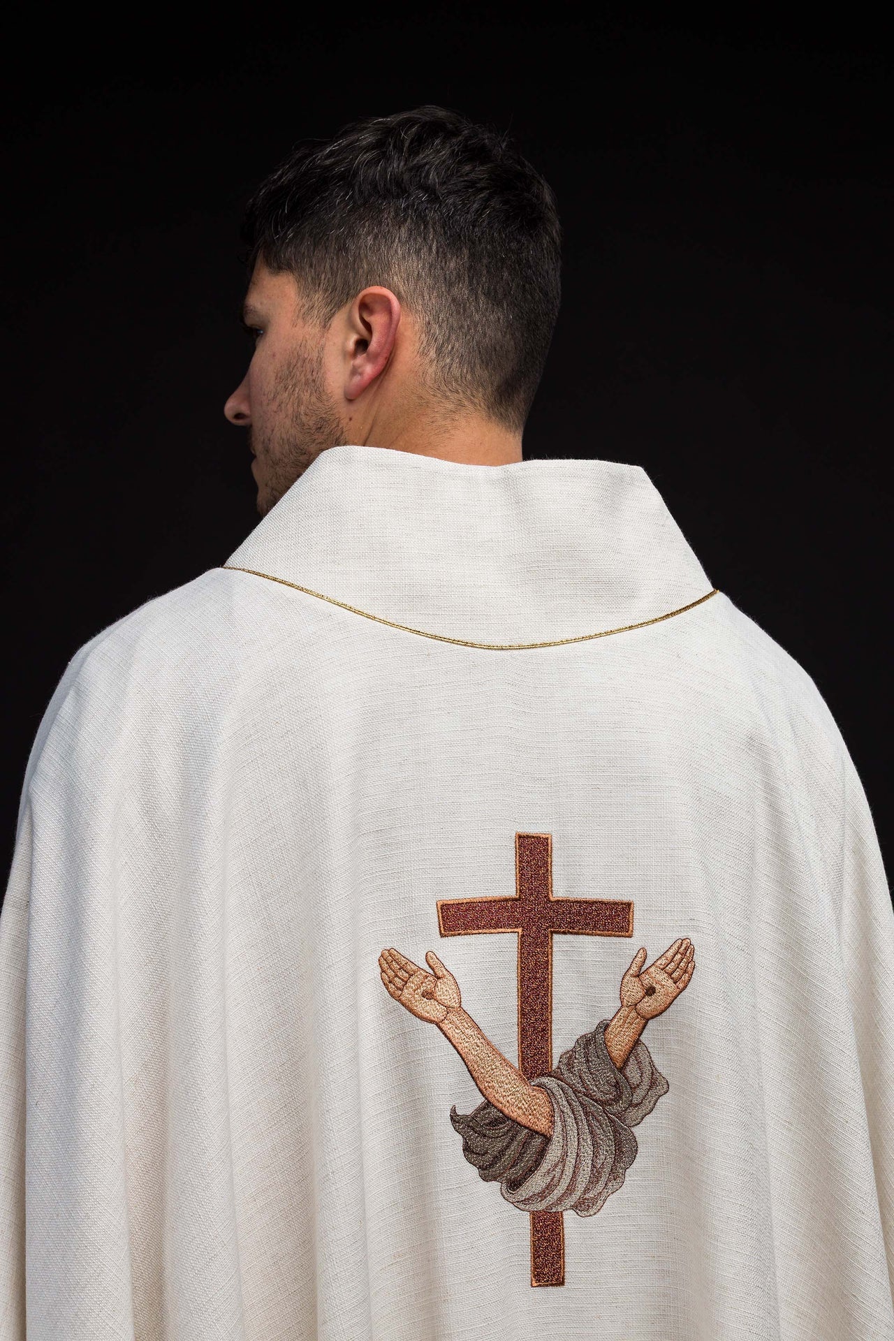 Embroidered chasuble with the image of Saint Francis