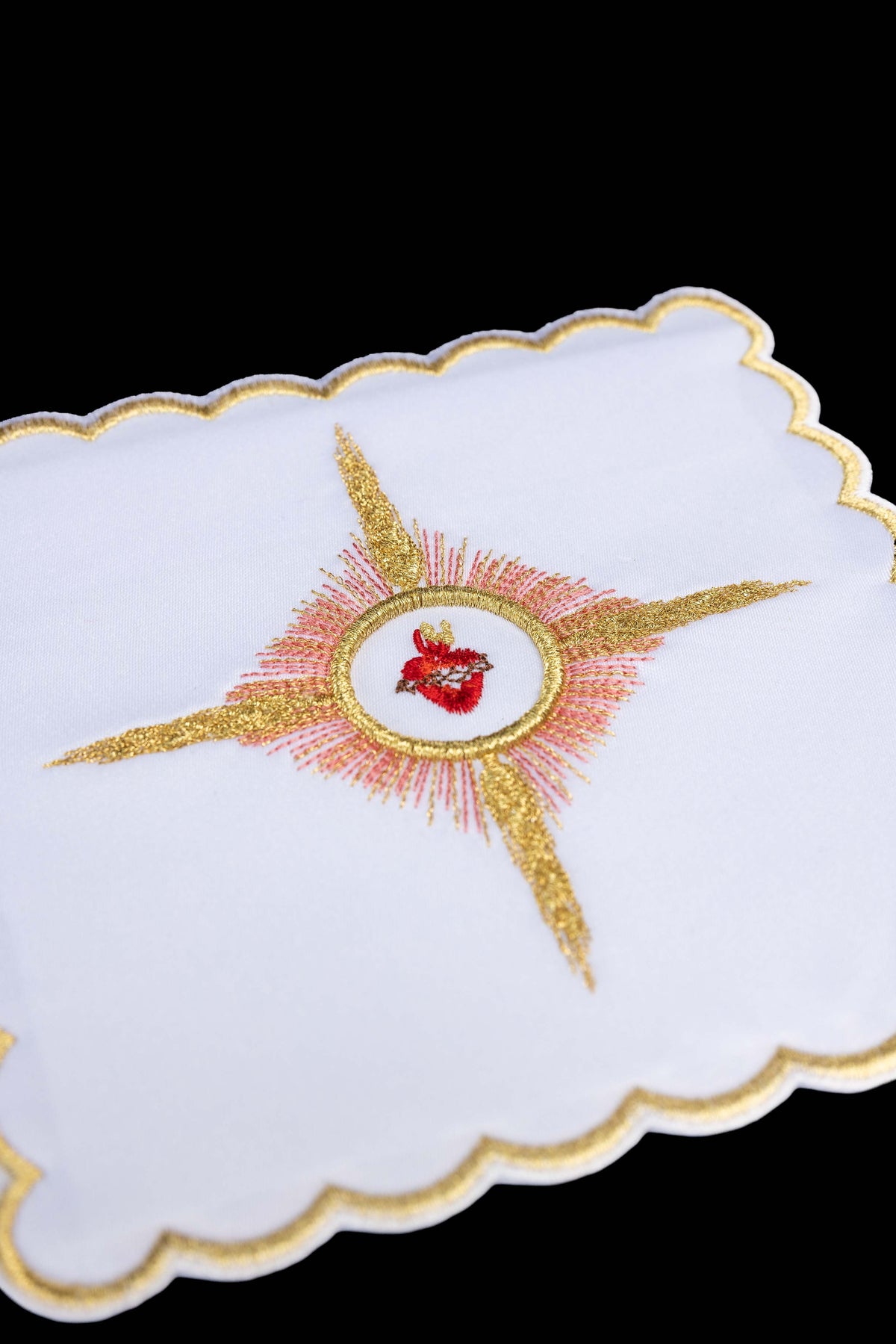 Embroidered Chalice Pall with Sacred Heart of Jesus Motif