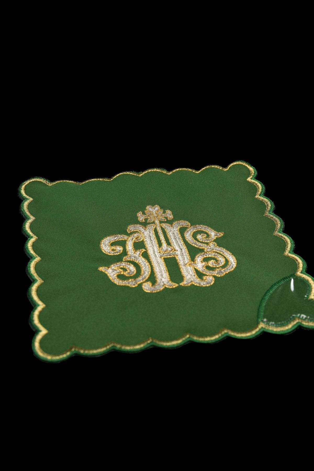 Set of Four Embroidered Chalice Palls with IHS Motif