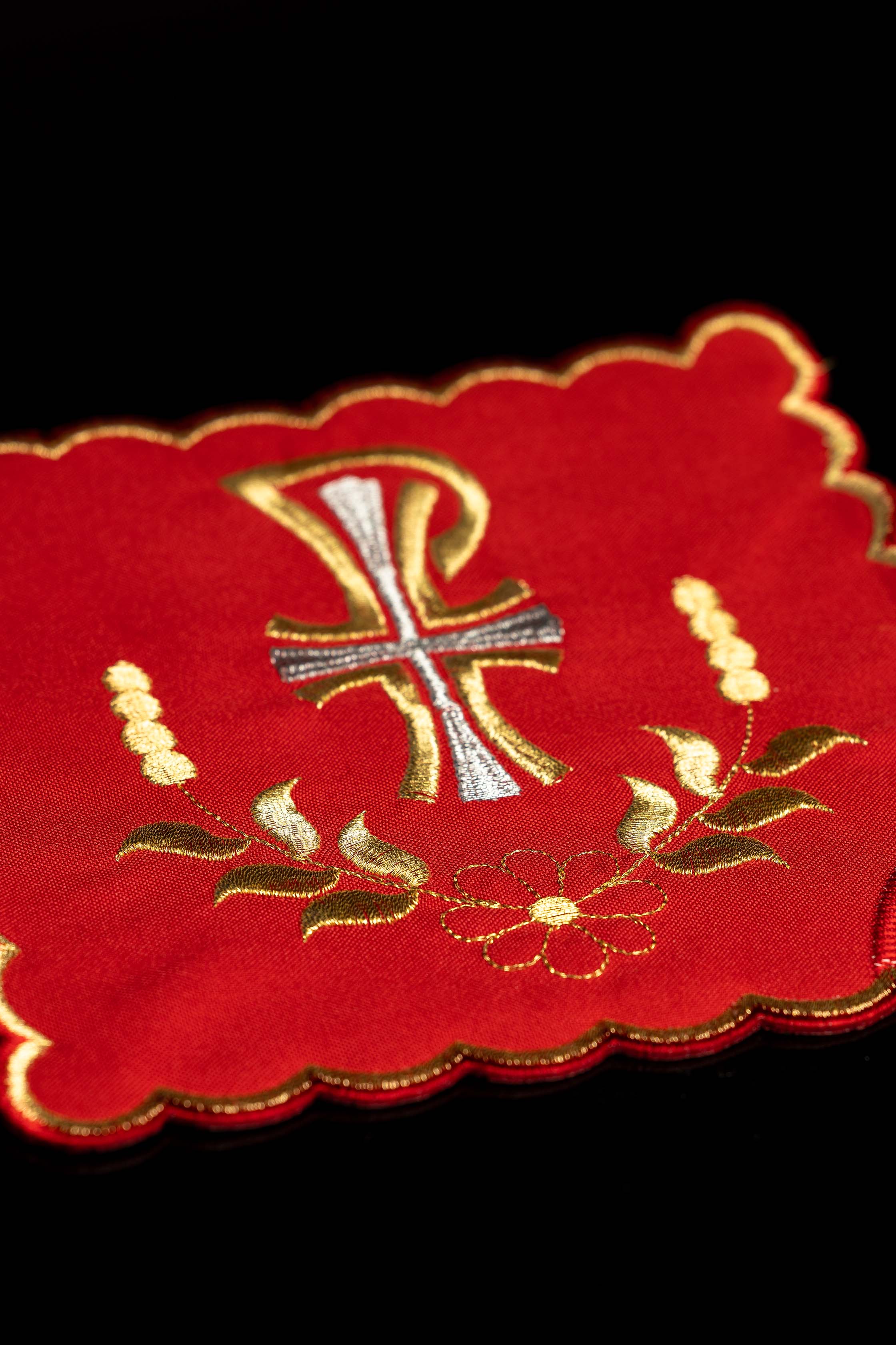 Set of Four Chalice Palls with PAX Embroidery and Botanical Motif