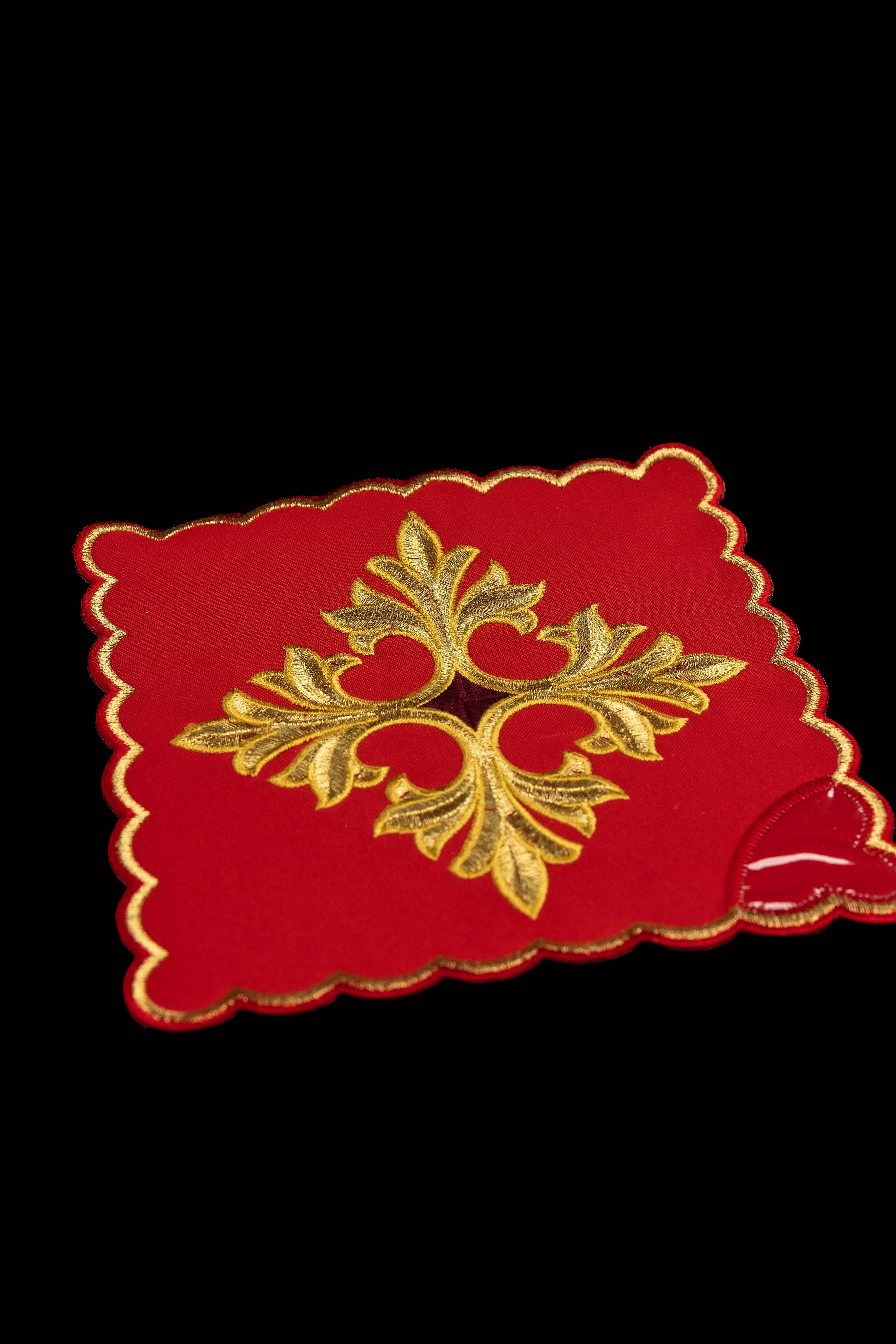 Set of Four Chalice Palls with Embroidered Cross Symbol