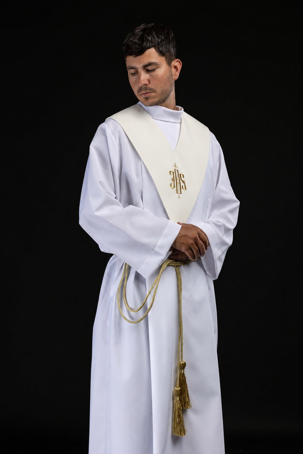 Ecru Lector's Pallium with Gold IHS Embroidery