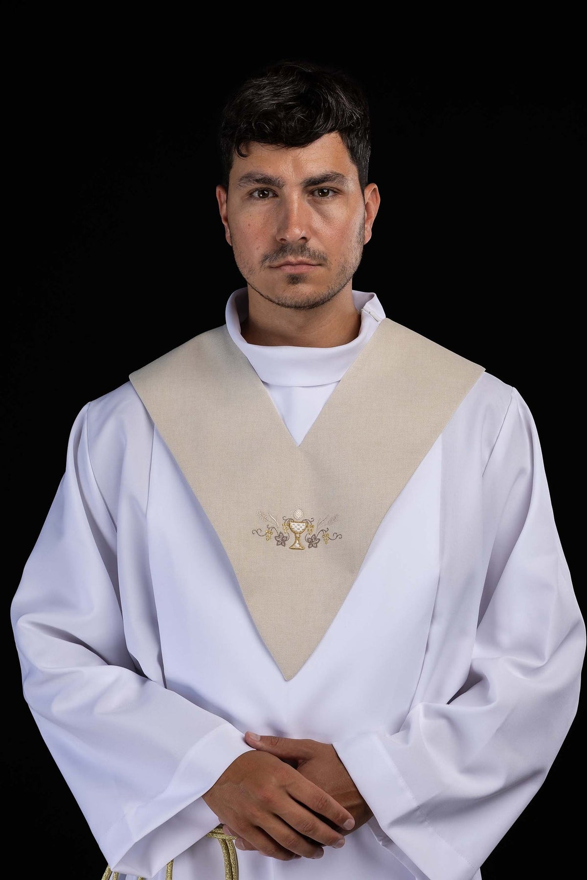 Ecru Lector's Pallium with Communion Chalice Embroidery