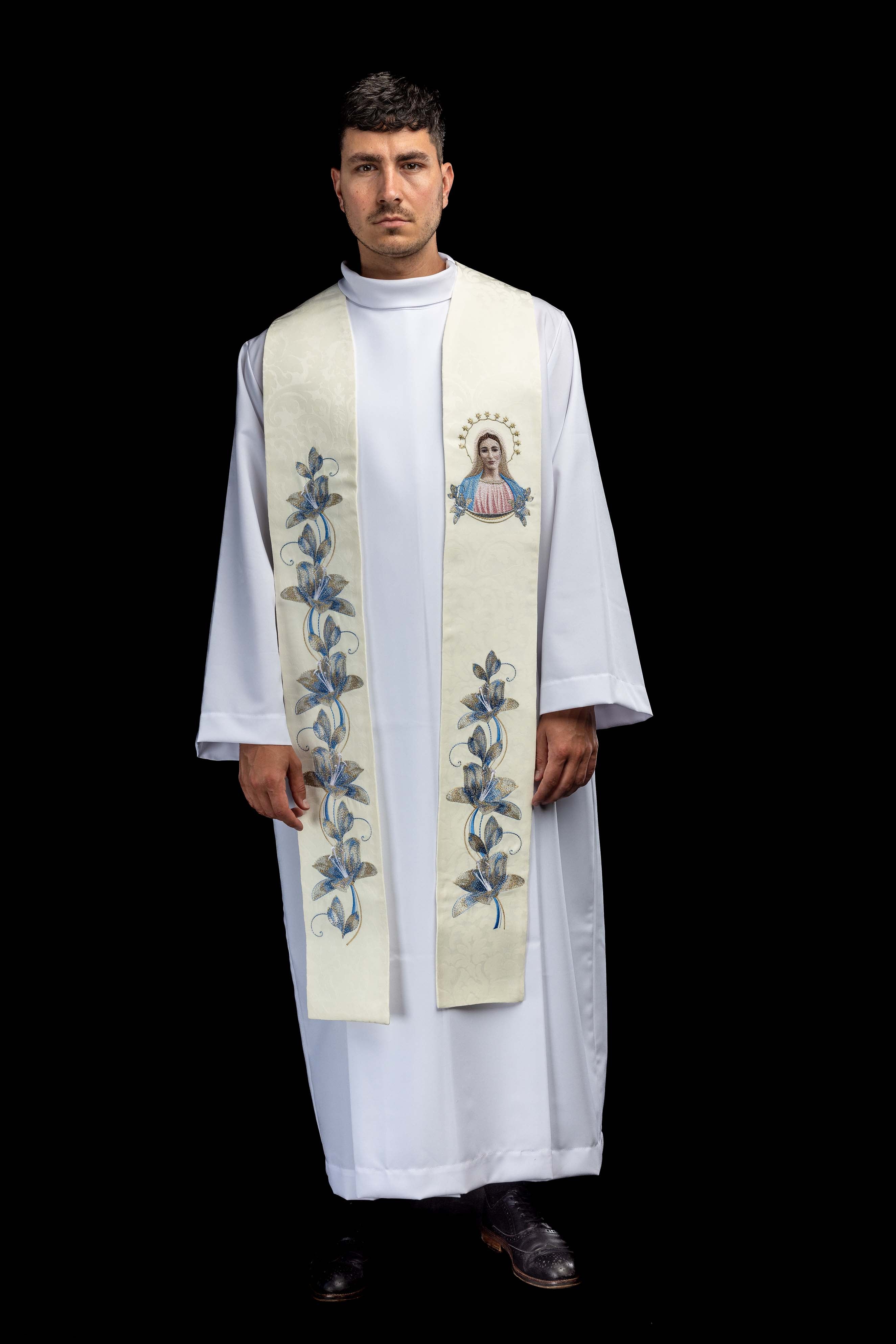 Embroidered stole with the image of Our Lady of Medjugorje