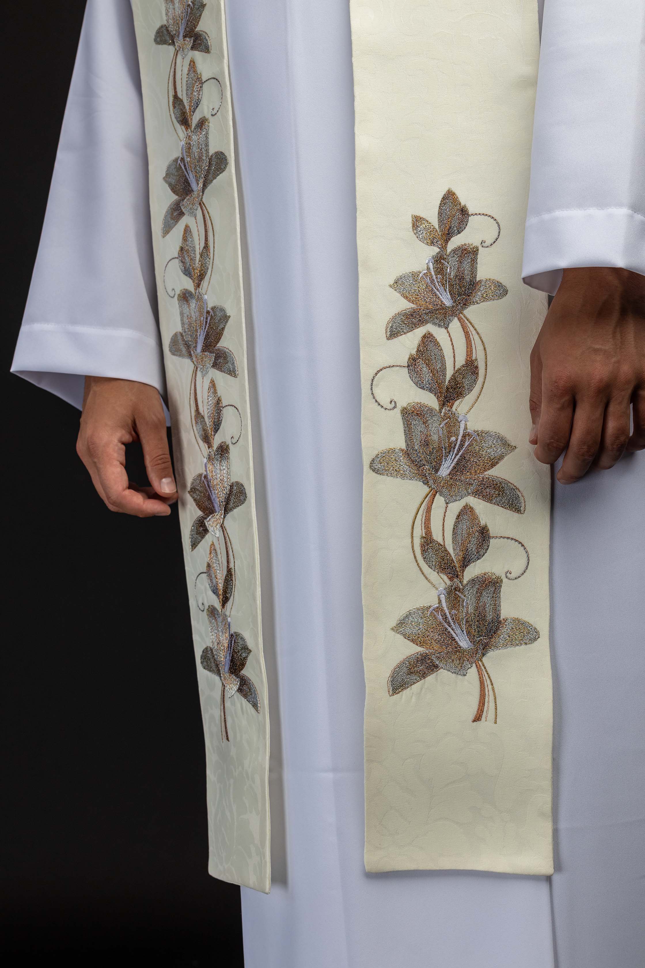 Embroidered stole with the image of Our Lady of Guadalupe
