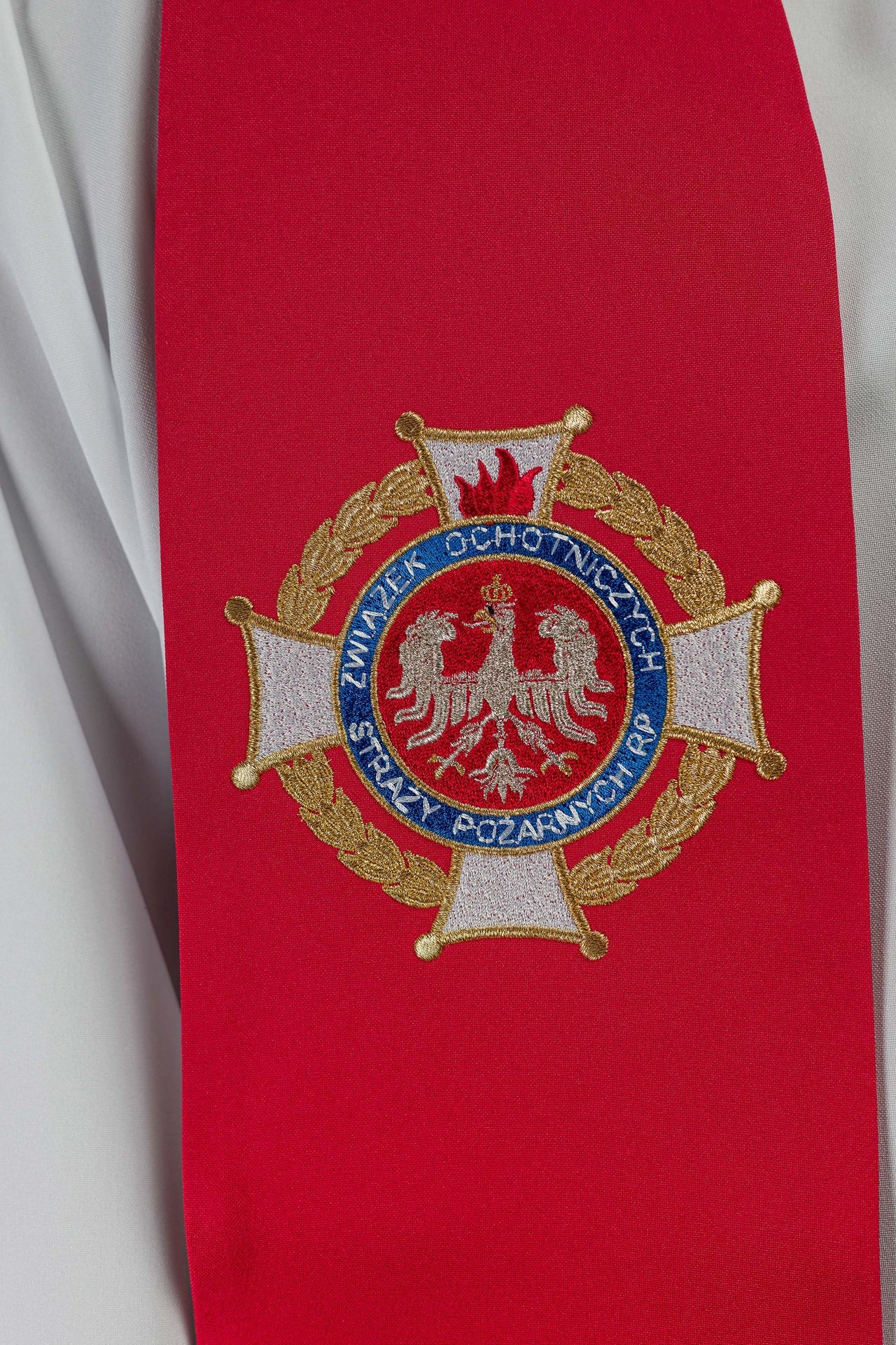 Embroidered Stole with an Image of Saint Florian - CHASUBLES.COM