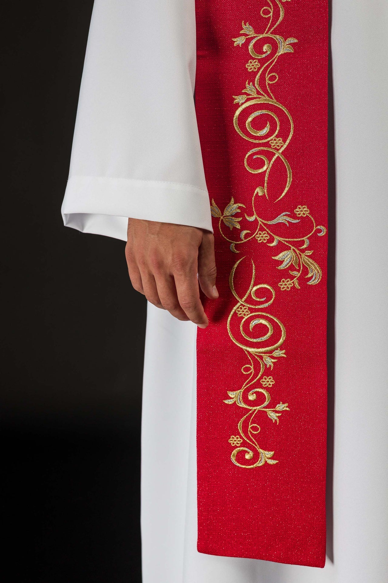Richly Embroidered Stole with an Image of Saint Florian - CHASUBLES.COM