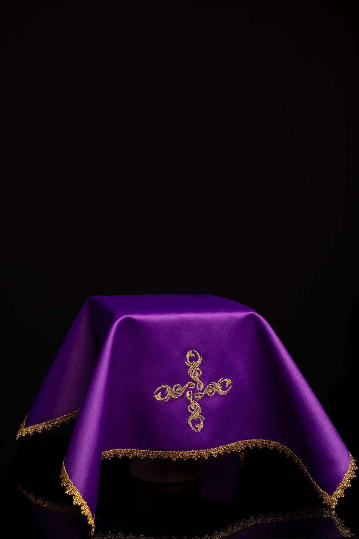 Set of Four Chalice Veils with Embroidered Cross Motif