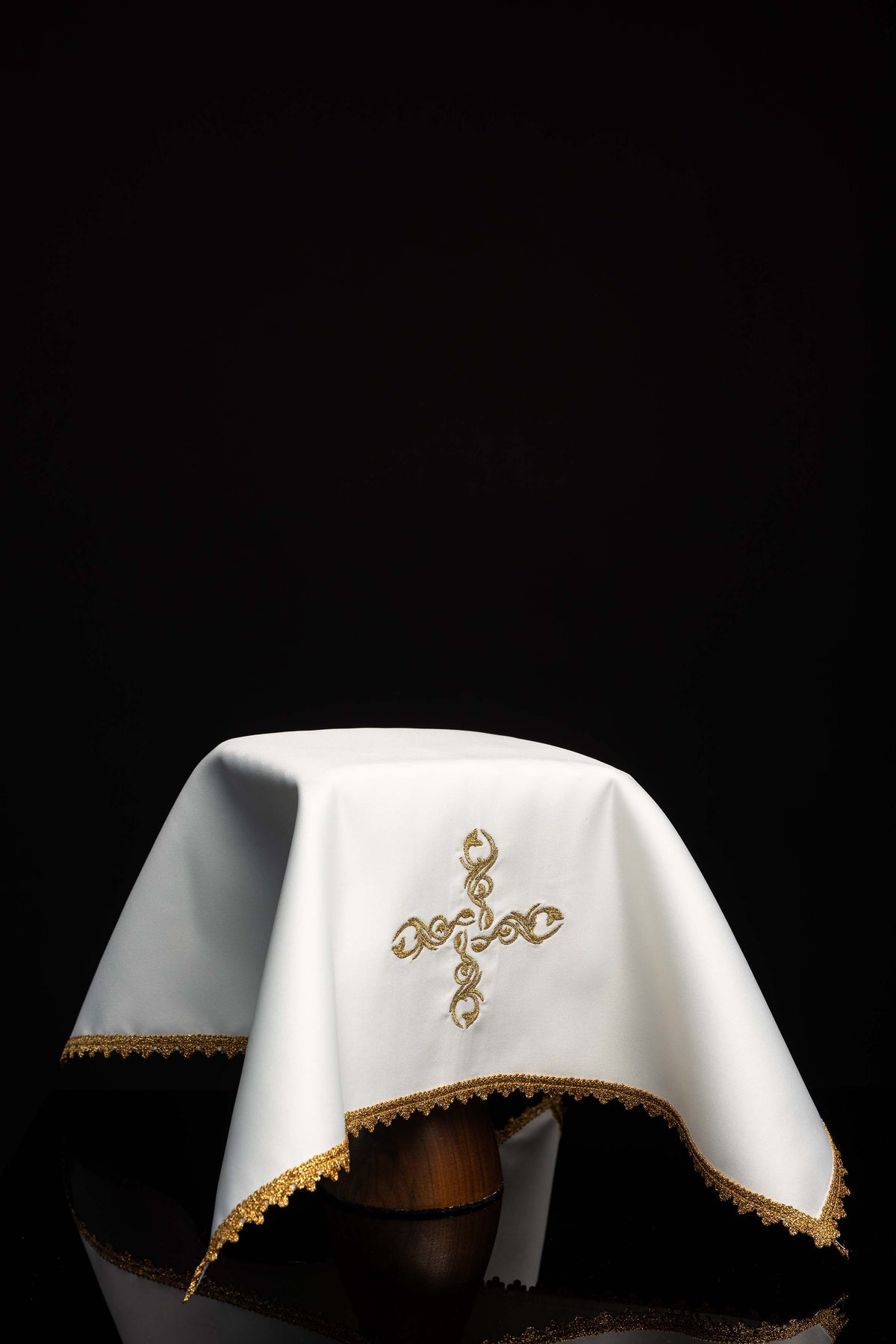 Set of Four Chalice Veils with Embroidered Cross Motif