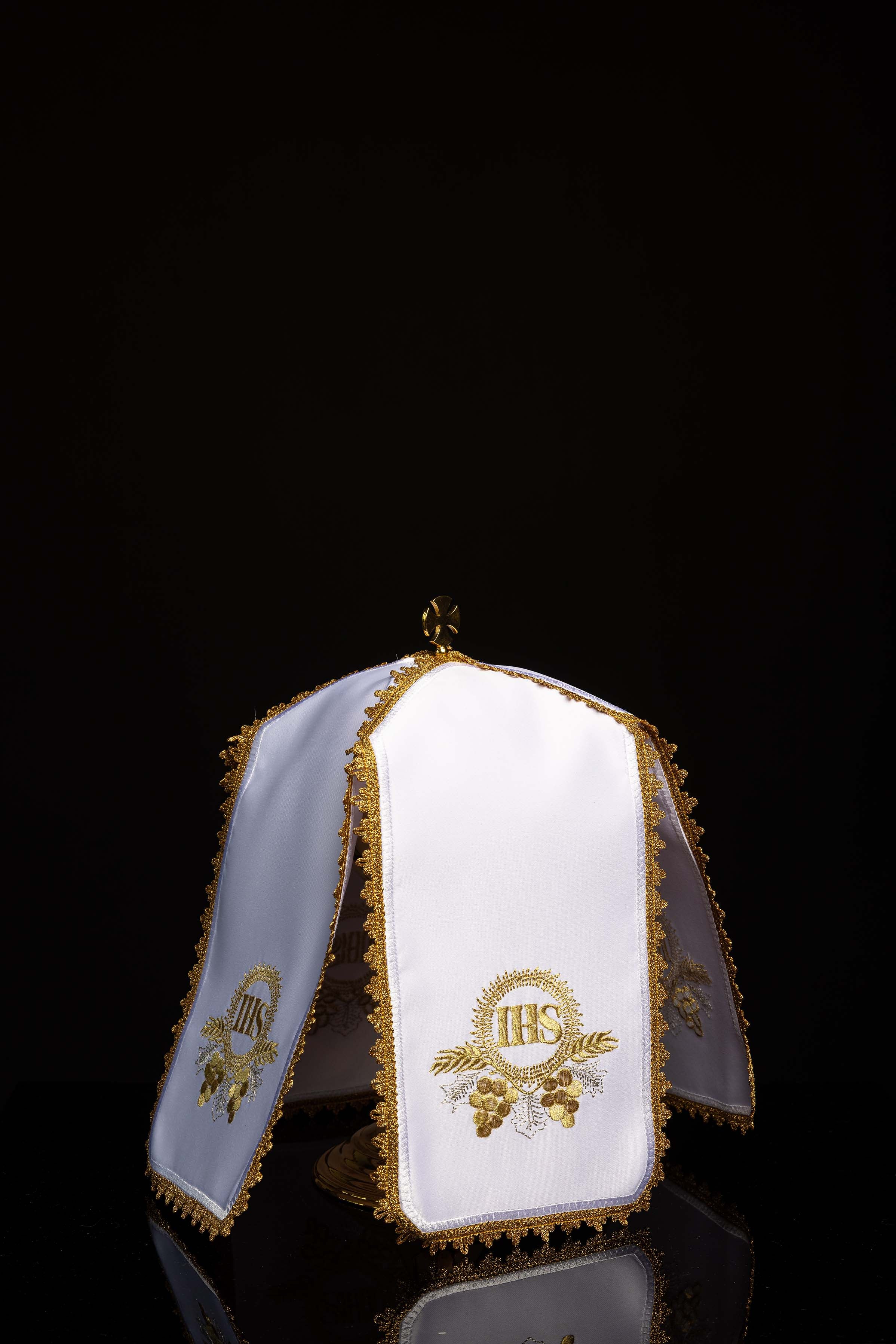 Ciborium Veil with Gold Embroidered IHS Motif