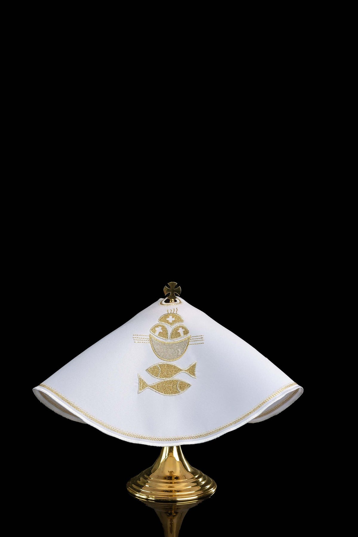 Ciborium Veil Embroidered in Gold with Bread and Fish Motifs