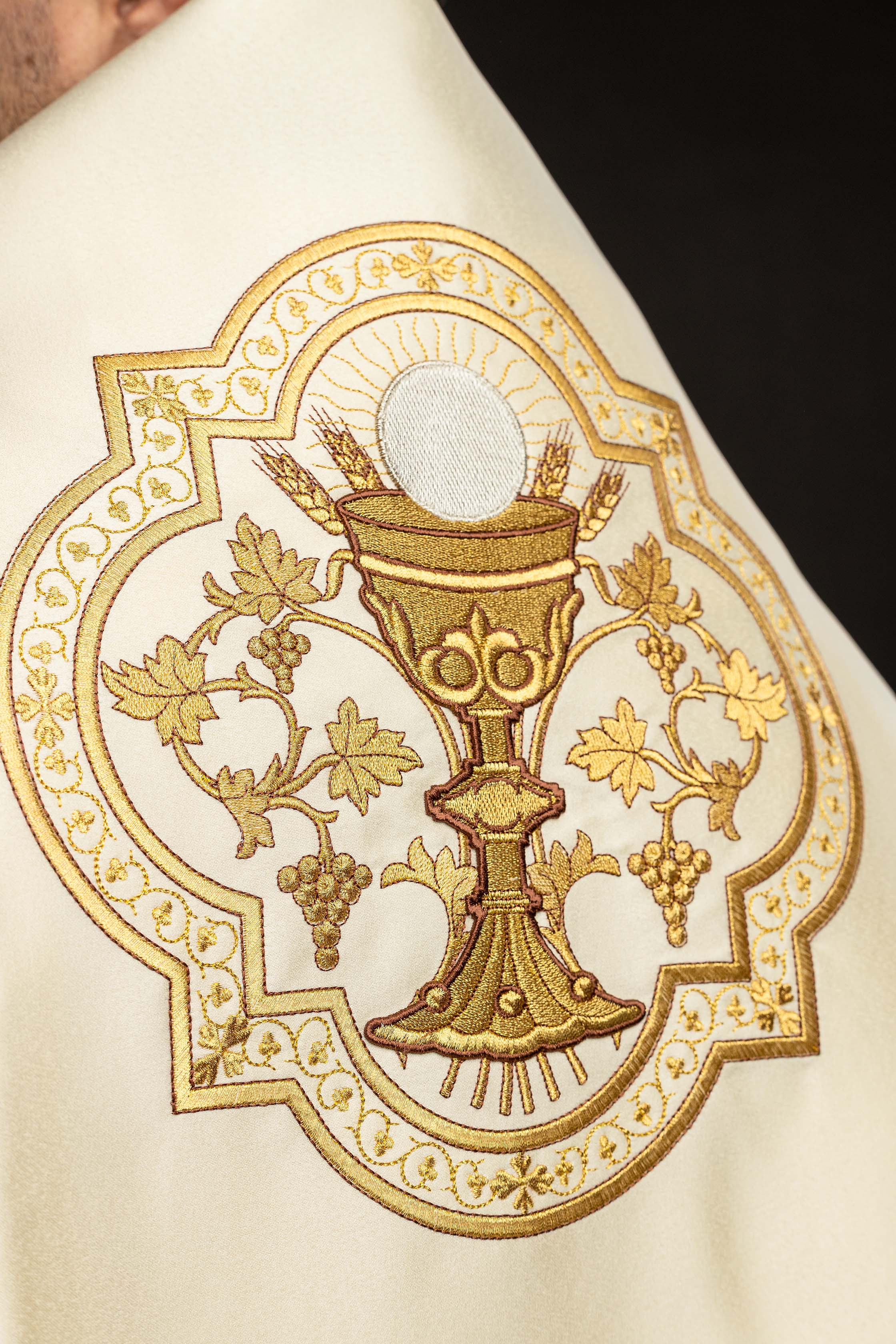 Ecru Humeral Veil with Embroidered Chalice Motif