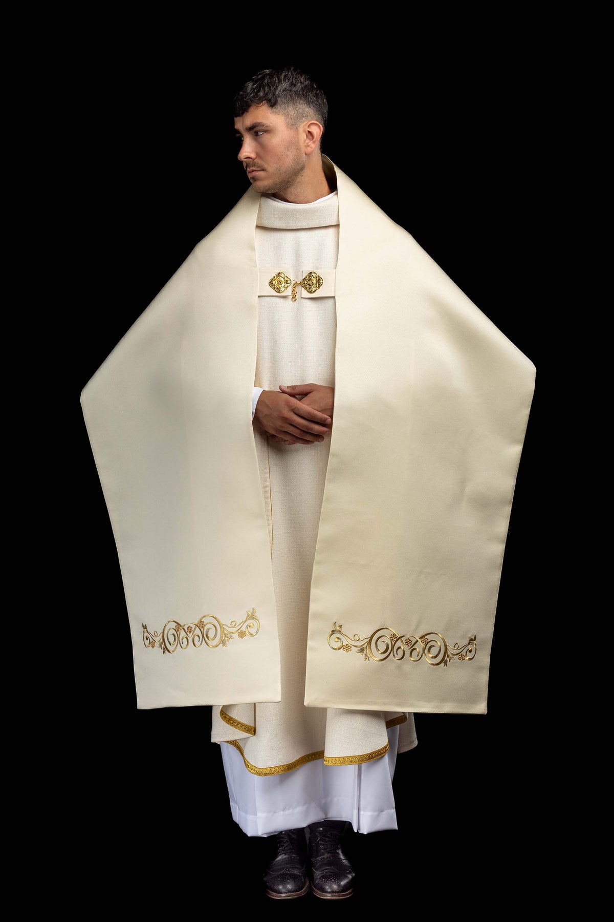 Ecru Humeral Veil with Embroidered IHS Symbol