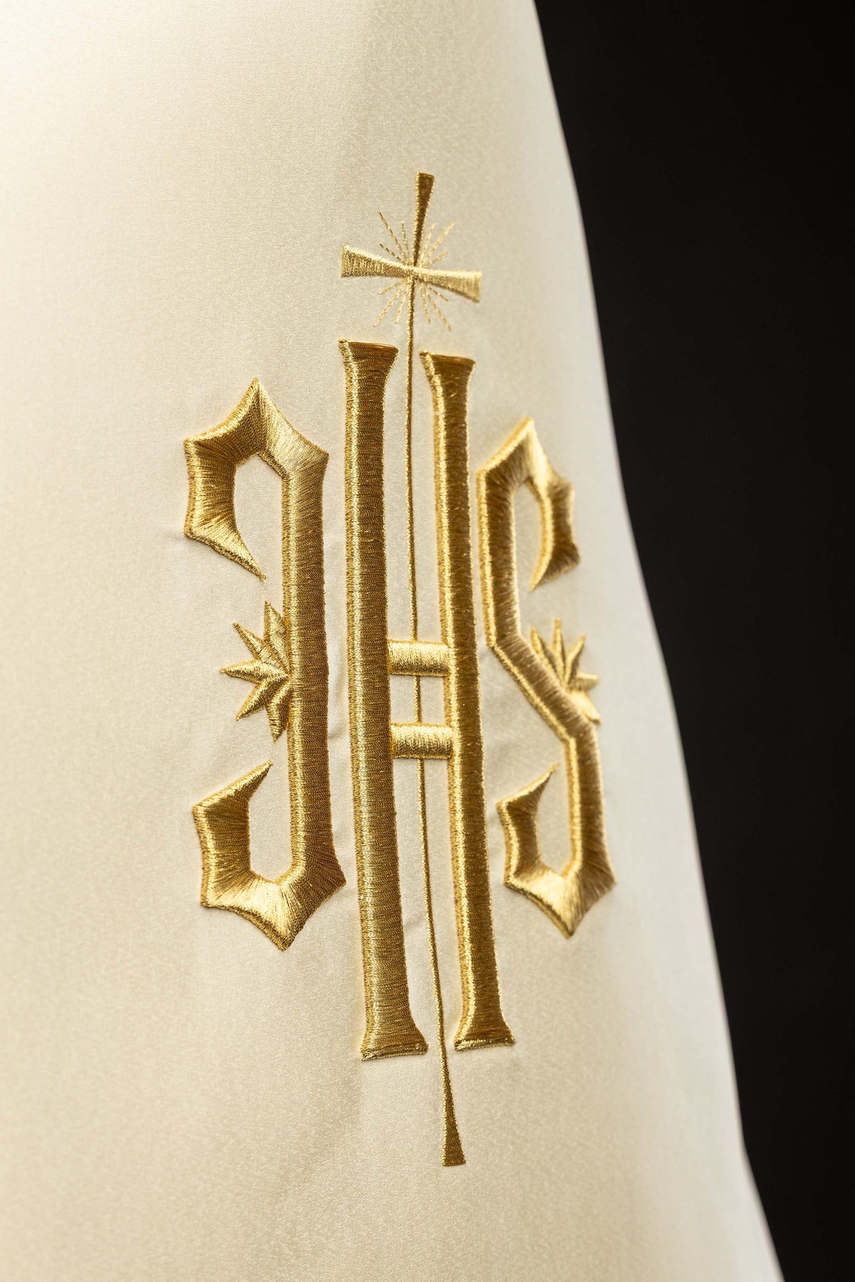 Ecru Humeral Veil with Embroidered IHS Symbol