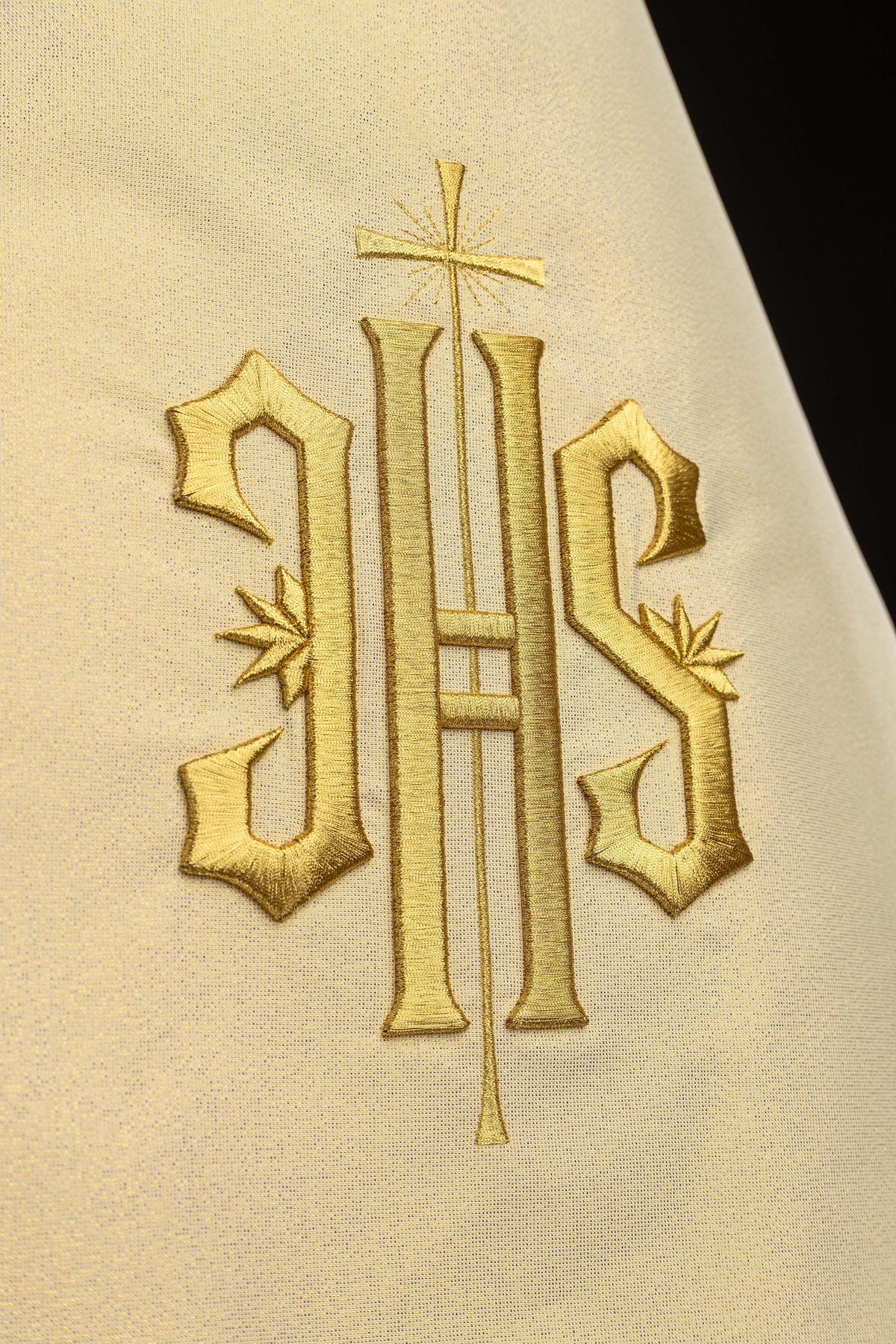 Gold Humeral Veil with Embroidered IHS Symbol