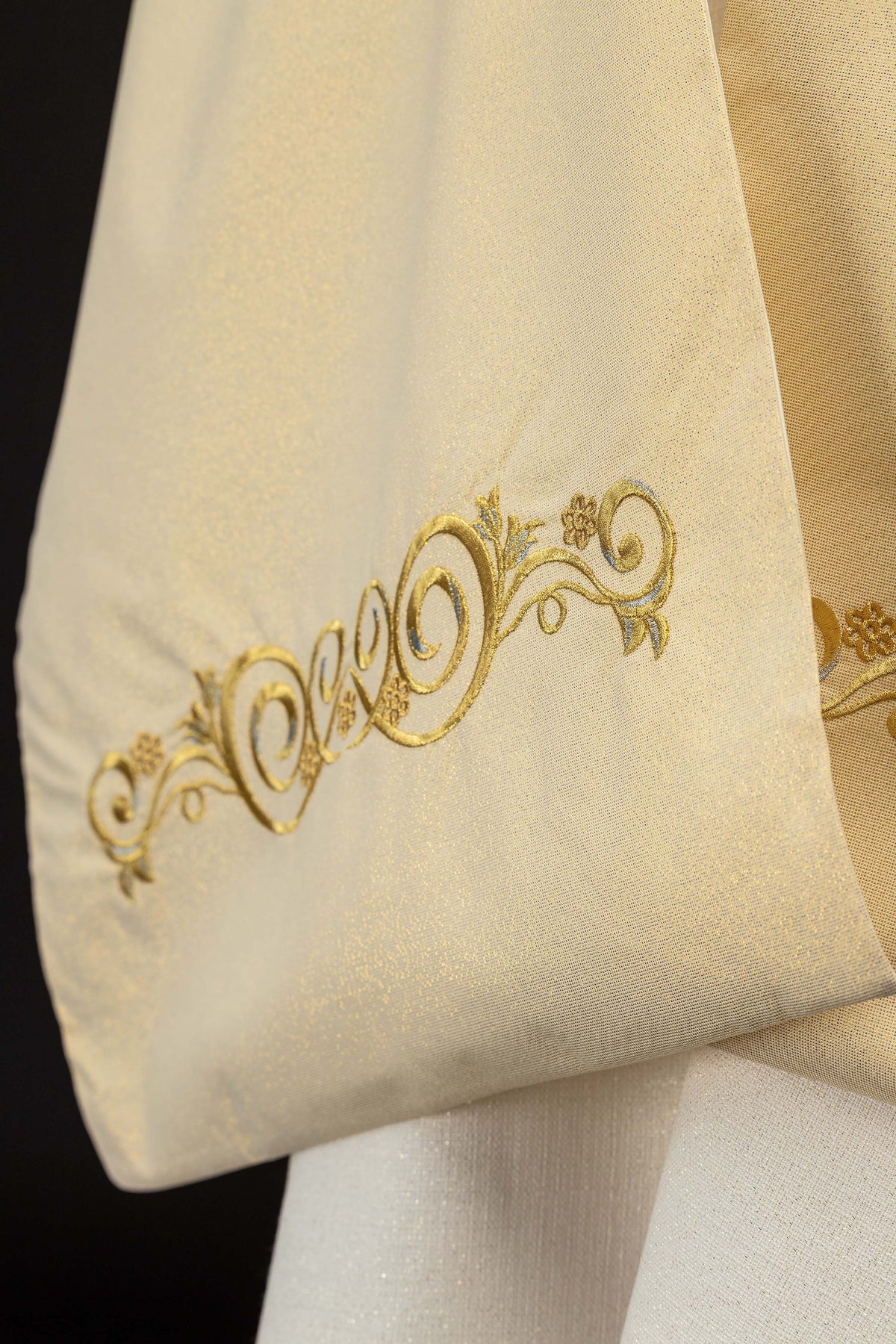 Gold Humeral Veil with Embroidered IHS Symbol