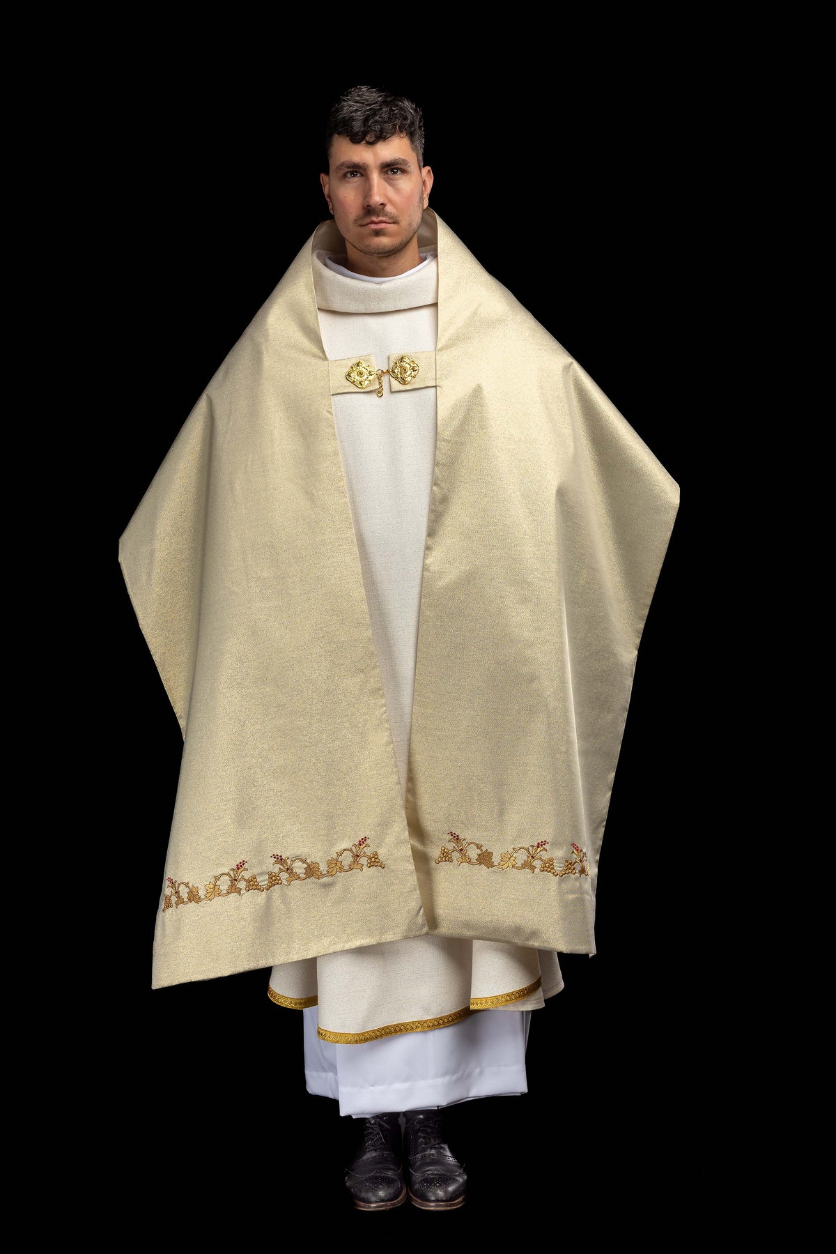 Gold Humeral Veil with Embroidered Sacred Heart of Jesus