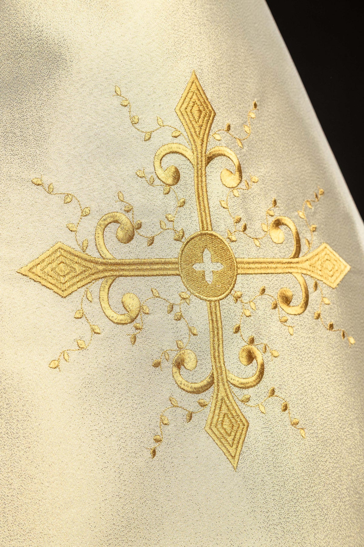 Gold Humeral Veil with Embroidered Cross Motif