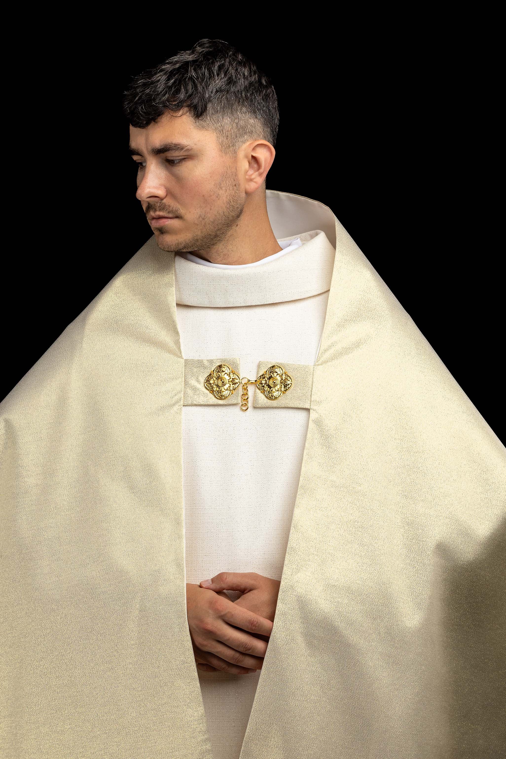 Gold Humeral Veil with Embroidered Cross Motif