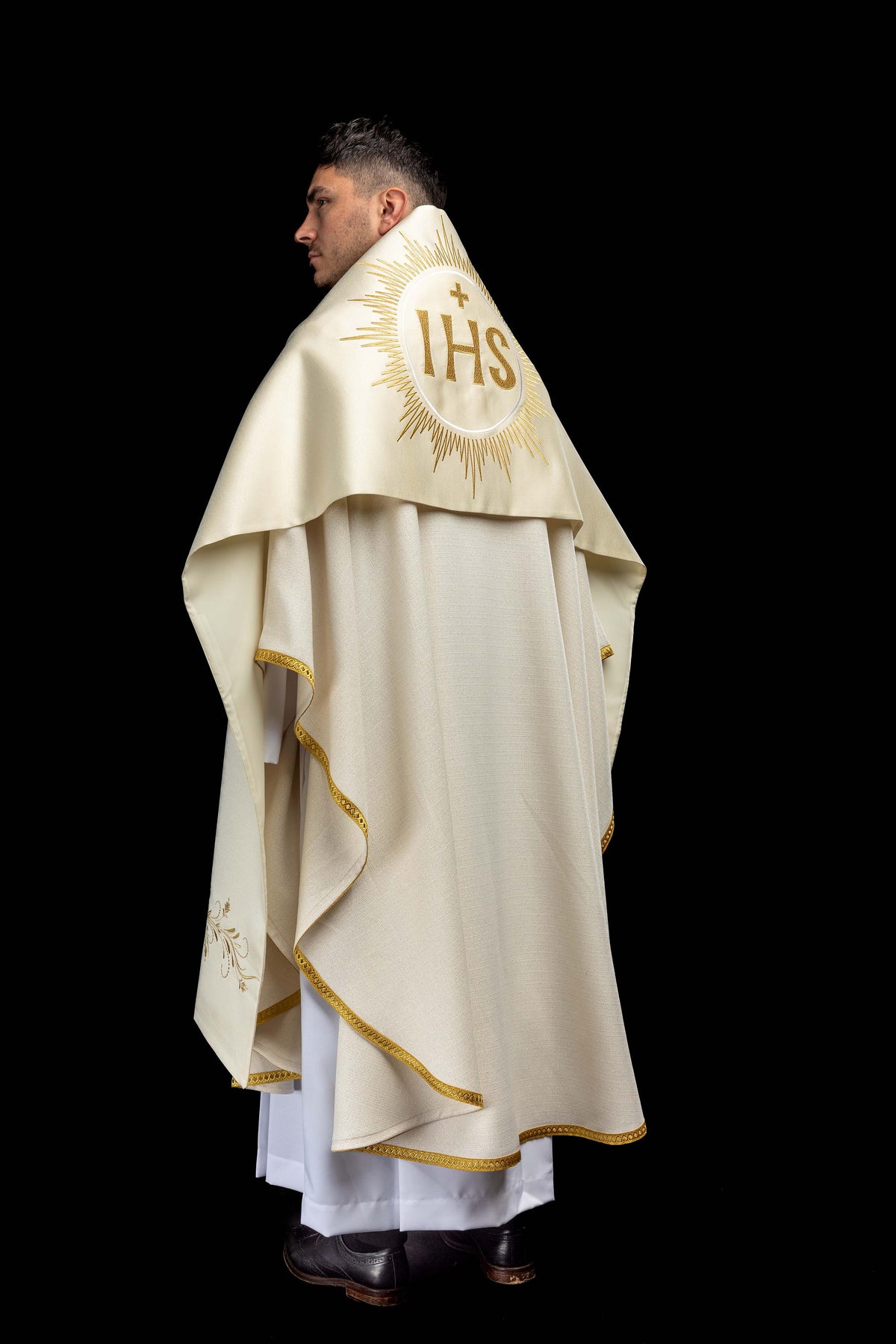 Ecru Humeral Veil with Embroidered IHS Symbol