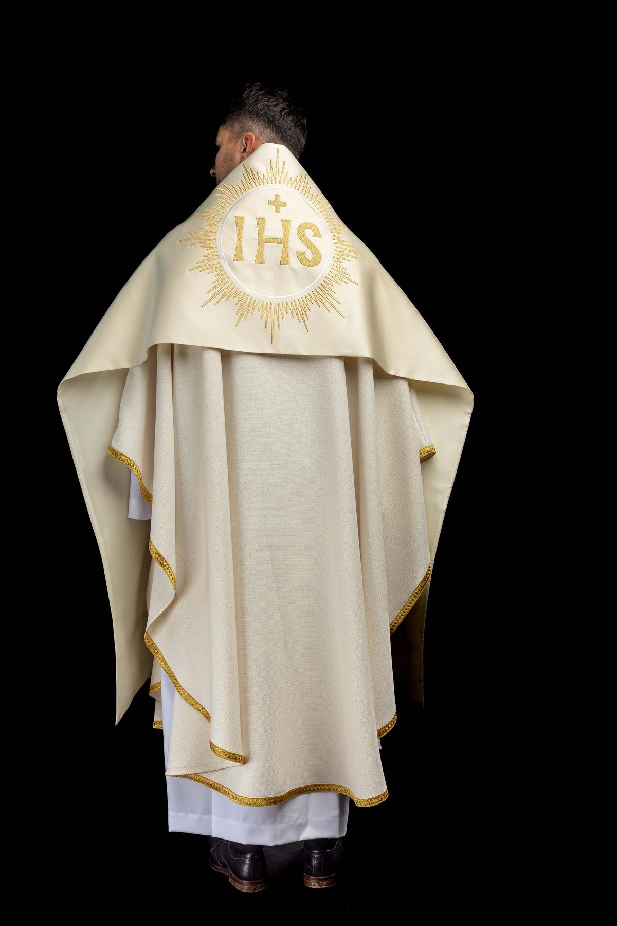 Ecru Humeral Veil with Embroidered IHS Symbol