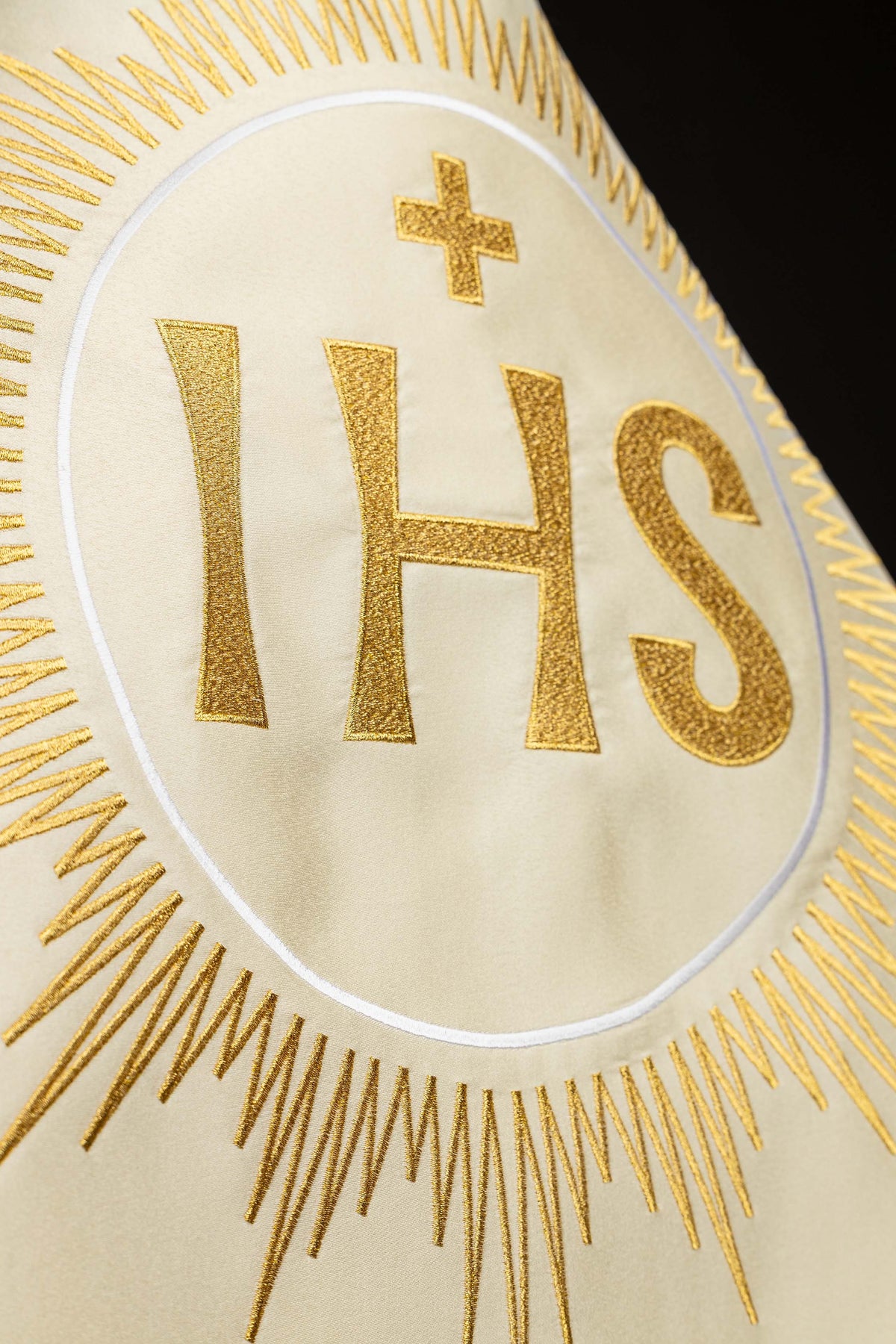 Ecru Humeral Veil with Embroidered IHS Symbol
