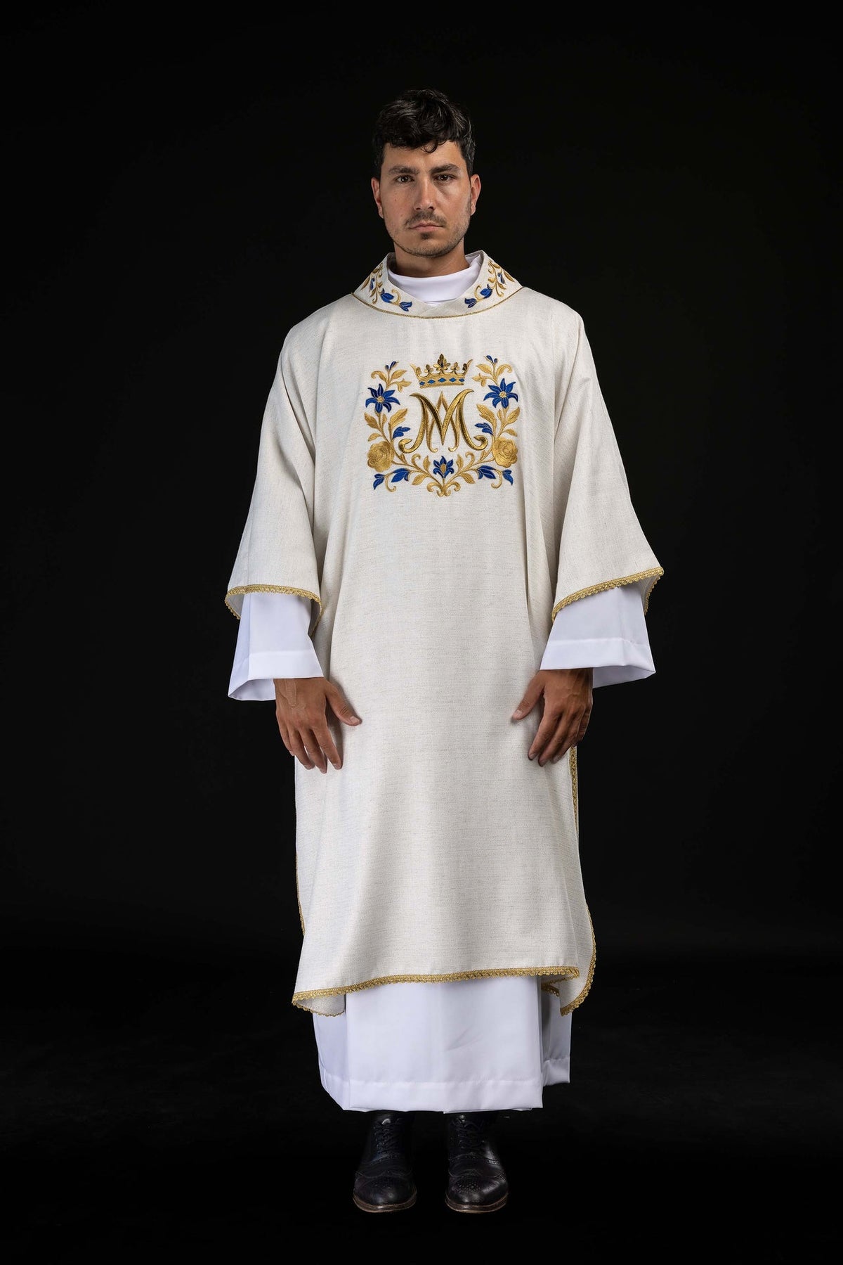 Ecru Dalmatic with Marian Embroidery