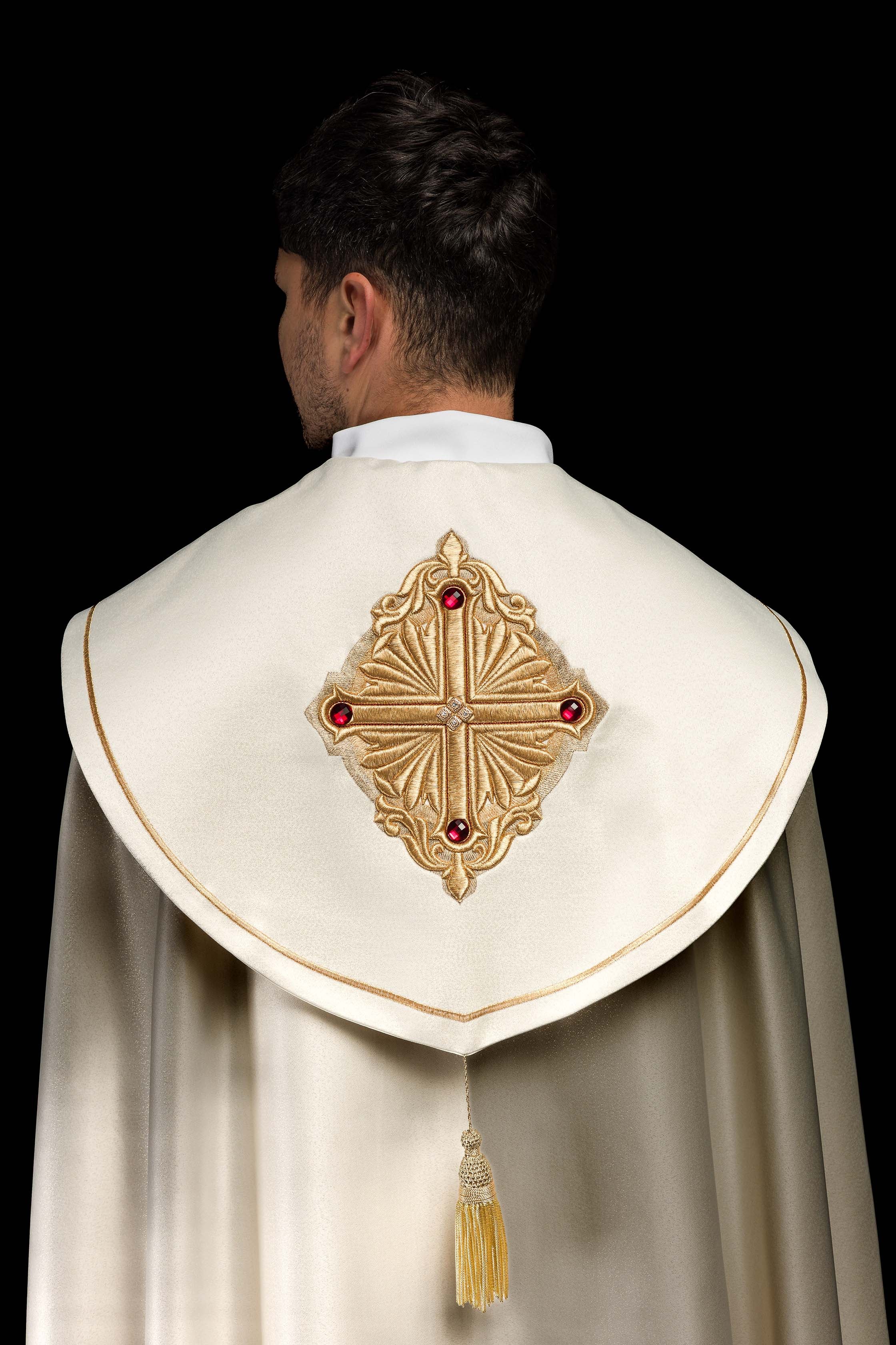 Gold liturgical cope decorated handmade