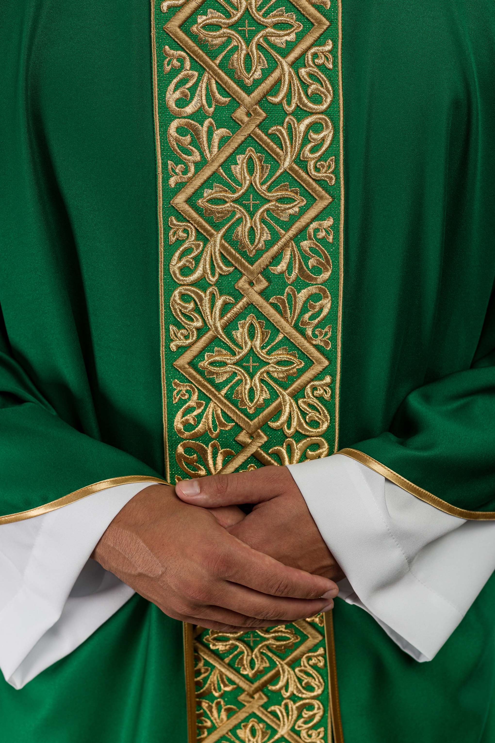 Green chasuble with embroidered collar