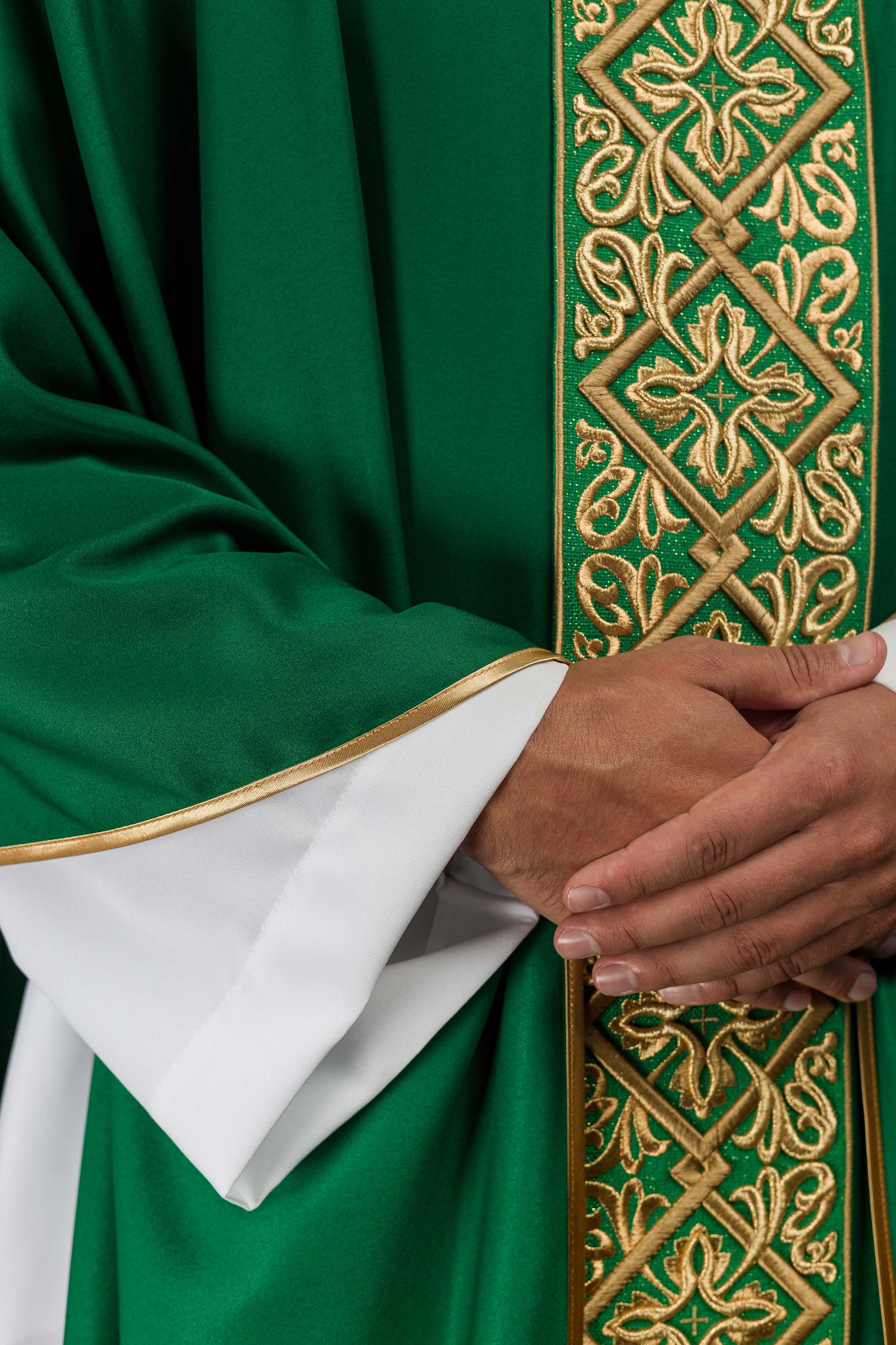 Green chasuble with embroidered collar