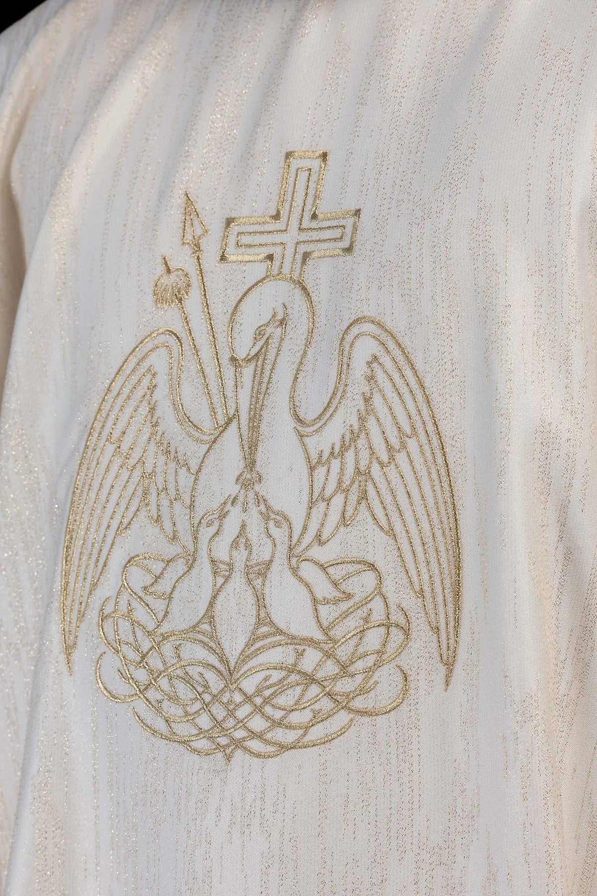 Ecru Chasuble with Gold Eucharistic Pelican Embroidery