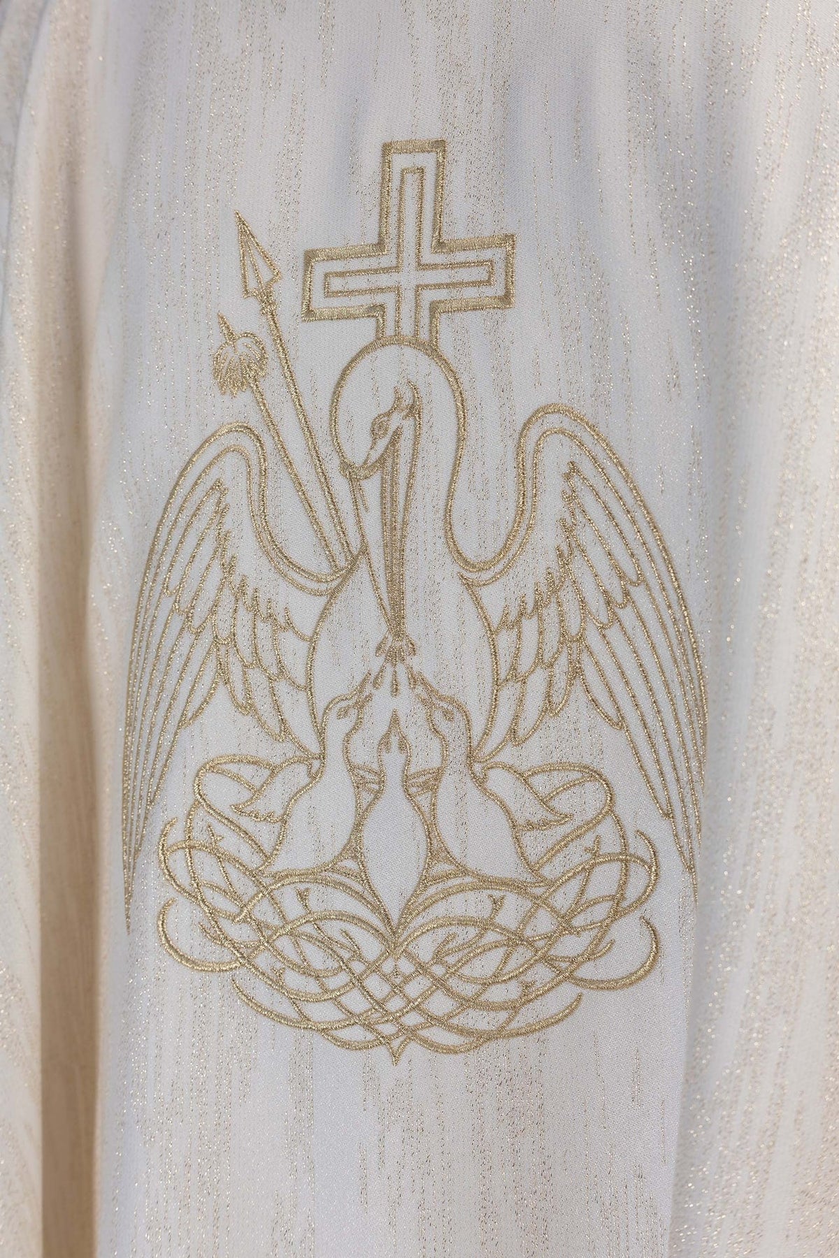 Ecru Chasuble with Gold Eucharistic Pelican Embroidery