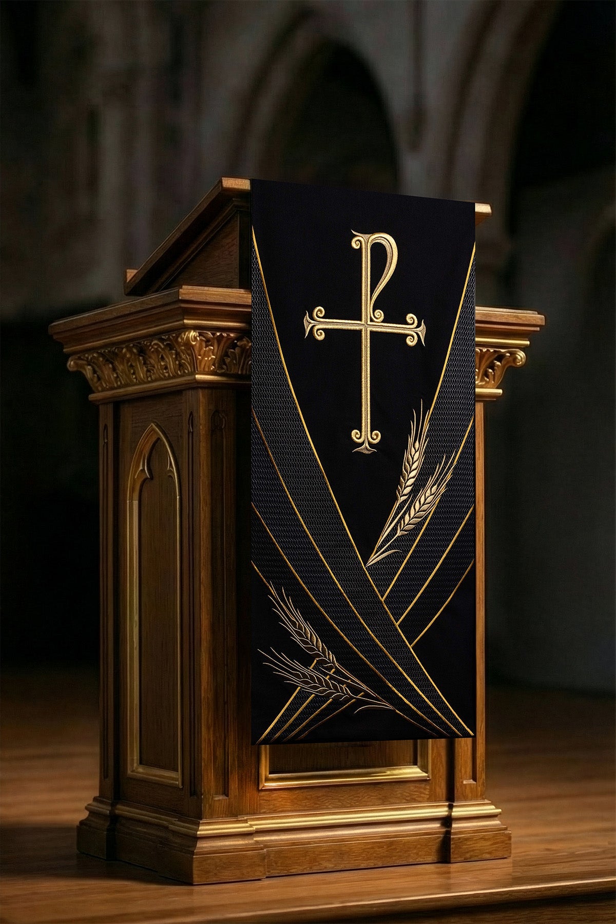 Black lectern cloth with PAX embroidery