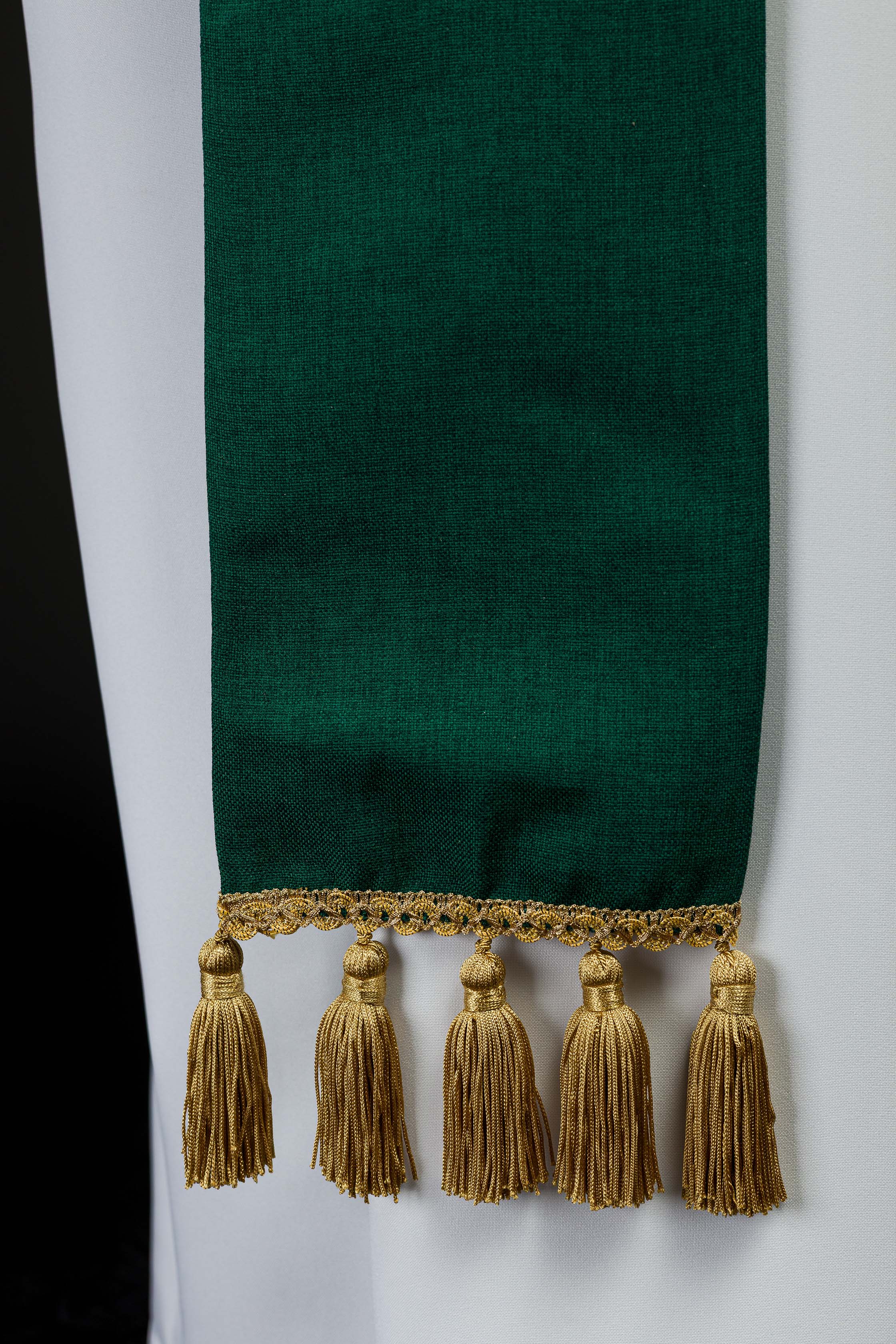 Green embroidered stole with IHS motif