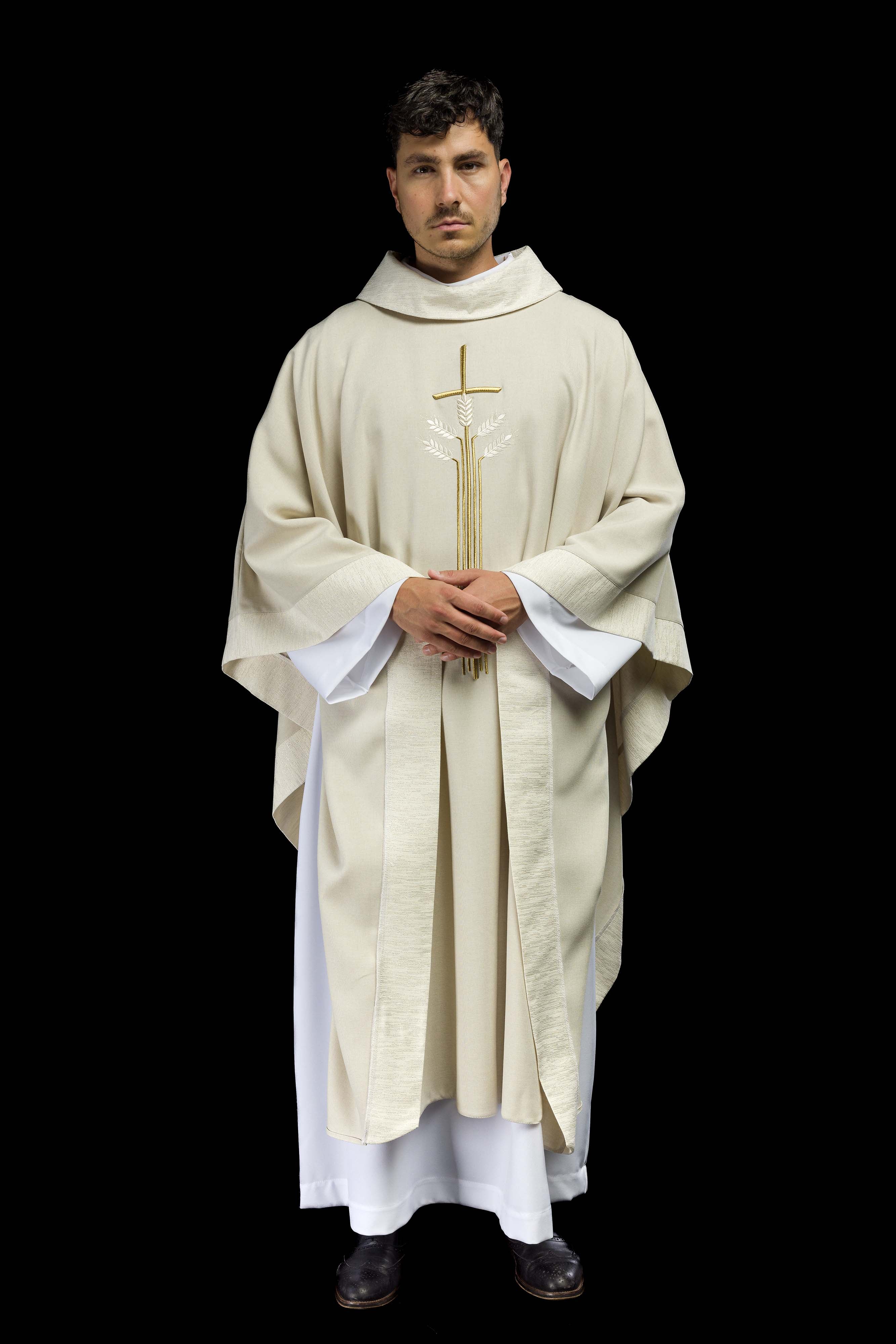 Chasuble with motif of cross, ears and fish - CHASUBLES.COM