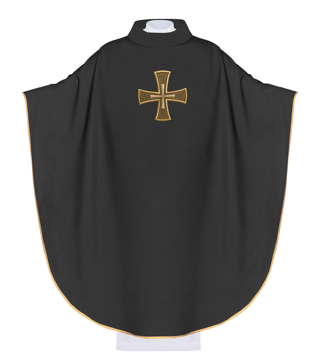 Black chasuble with gold cross KOR/258/07/12 - HAFTINAUSA.COM
