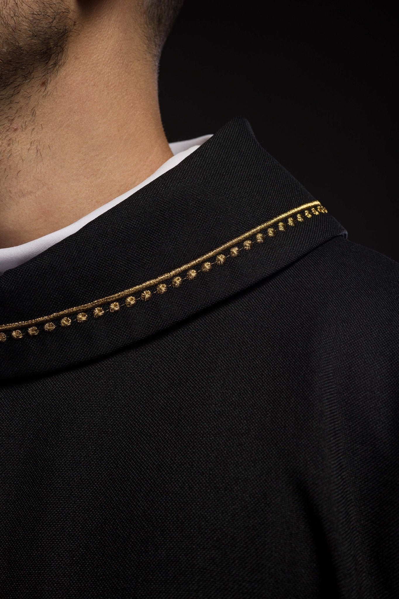 Black chasuble with gold PAX symbol S - 7065 - 07 - 70 - HAFTINAUSA.COM