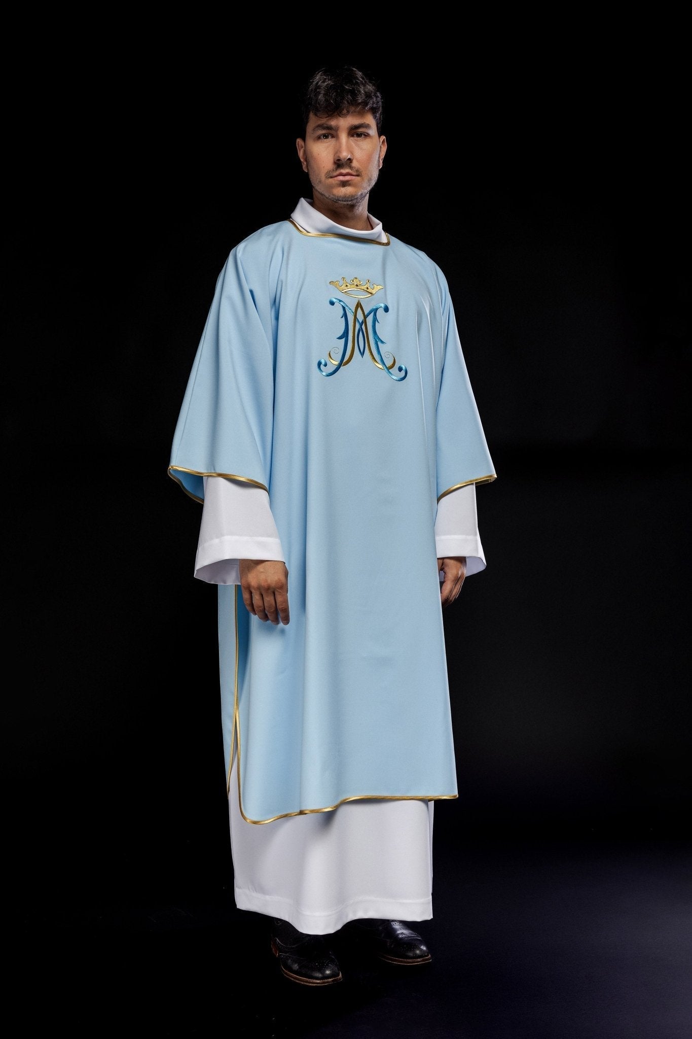 Blue dalmatic with Marian design KDL/090/06/12/D - HAFTINAUSA.COM