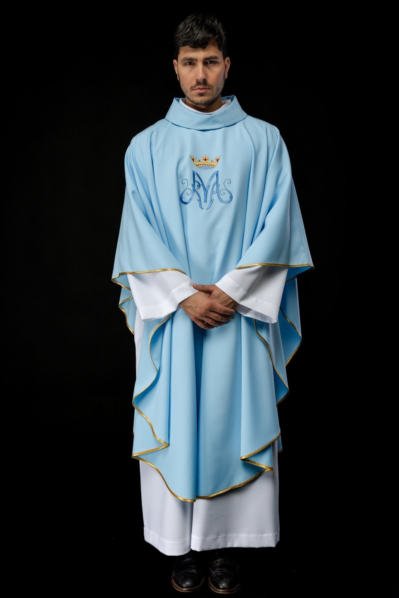 Blue Liturgical Marian Chasuble KOR/127/06/12 NIEBIESKI - HAFTINAUSA.COM