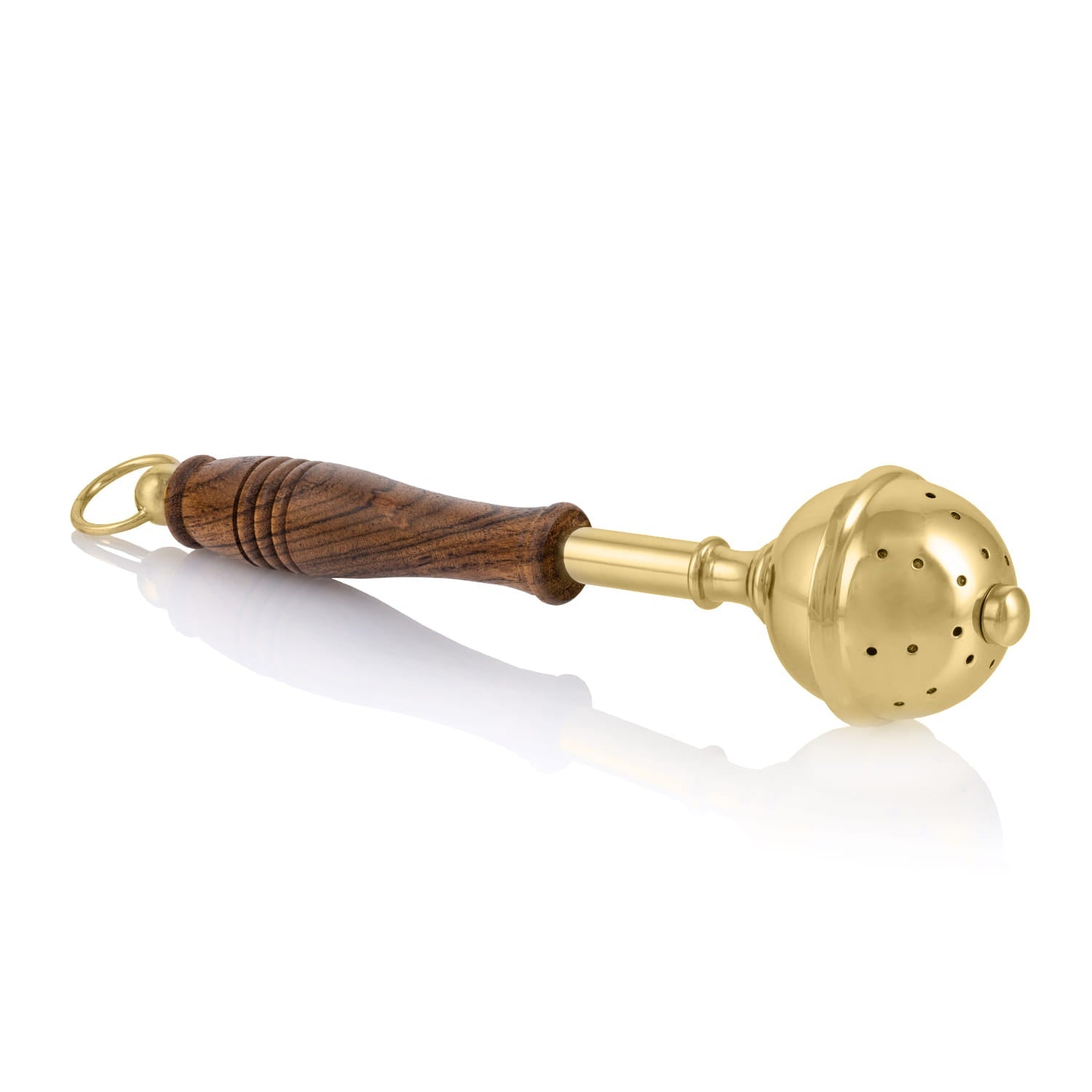Brass Aspergillum with Wooden Handle SP1002A - CHASUBLES.COM