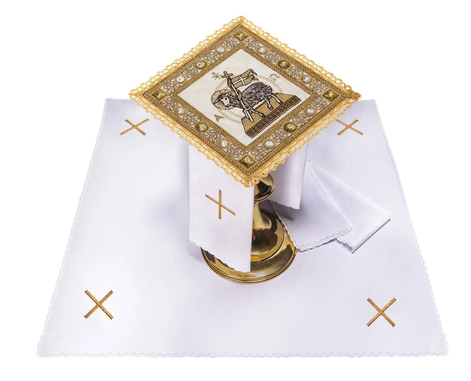Chalice linen for Easter with the Easter Lamb S - 5172 - HAFTINAUSA.COM