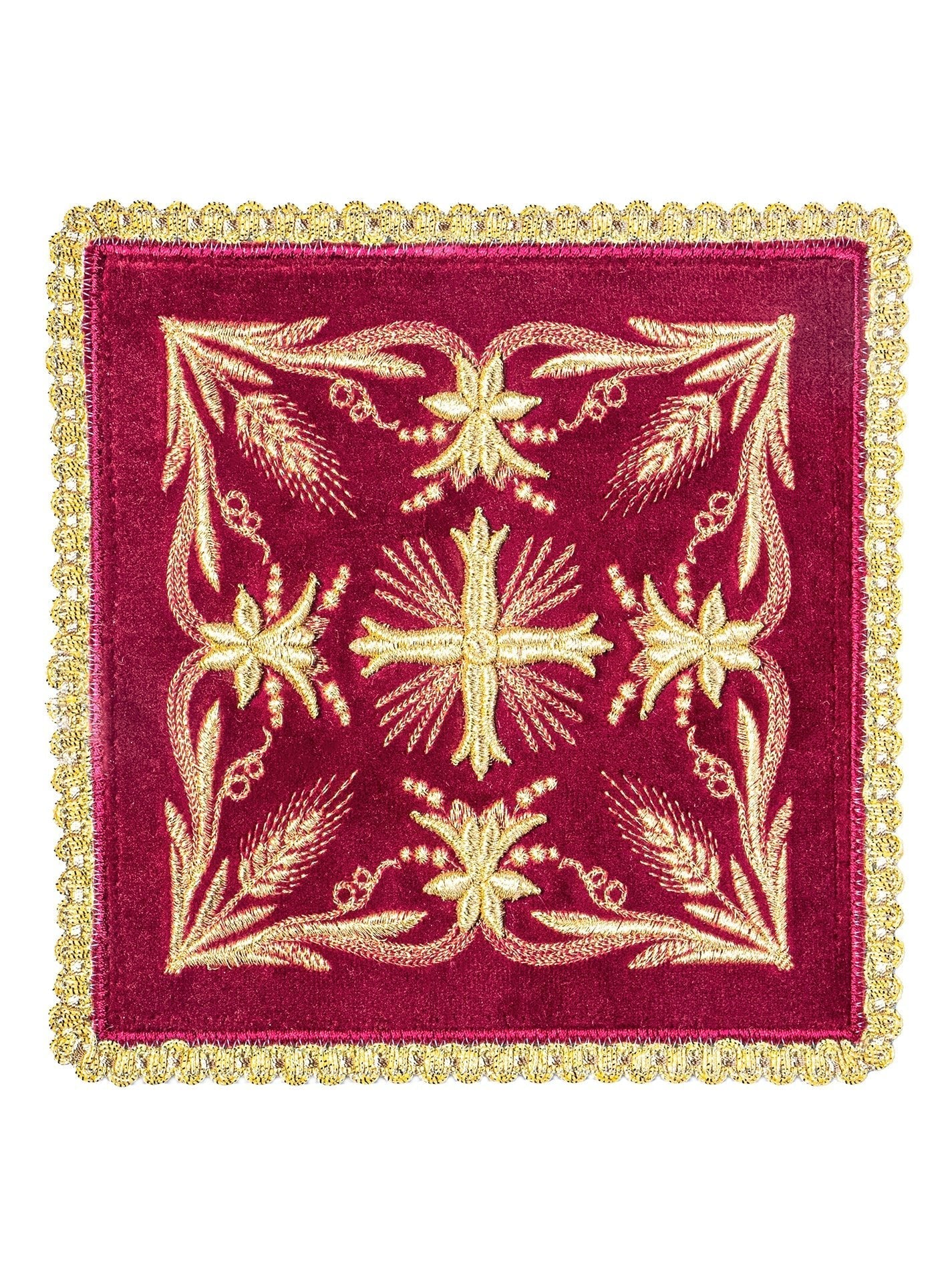 Chalice Linens Embroidered Burgundy Velvet KK/5001/C1 - HAFTINAUSA.COM