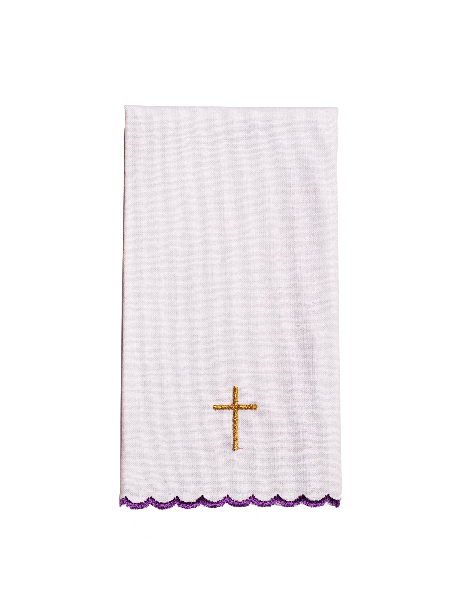 Chalice linens in purple with silver cross KK/151/03 - HAFTINAUSA.COM