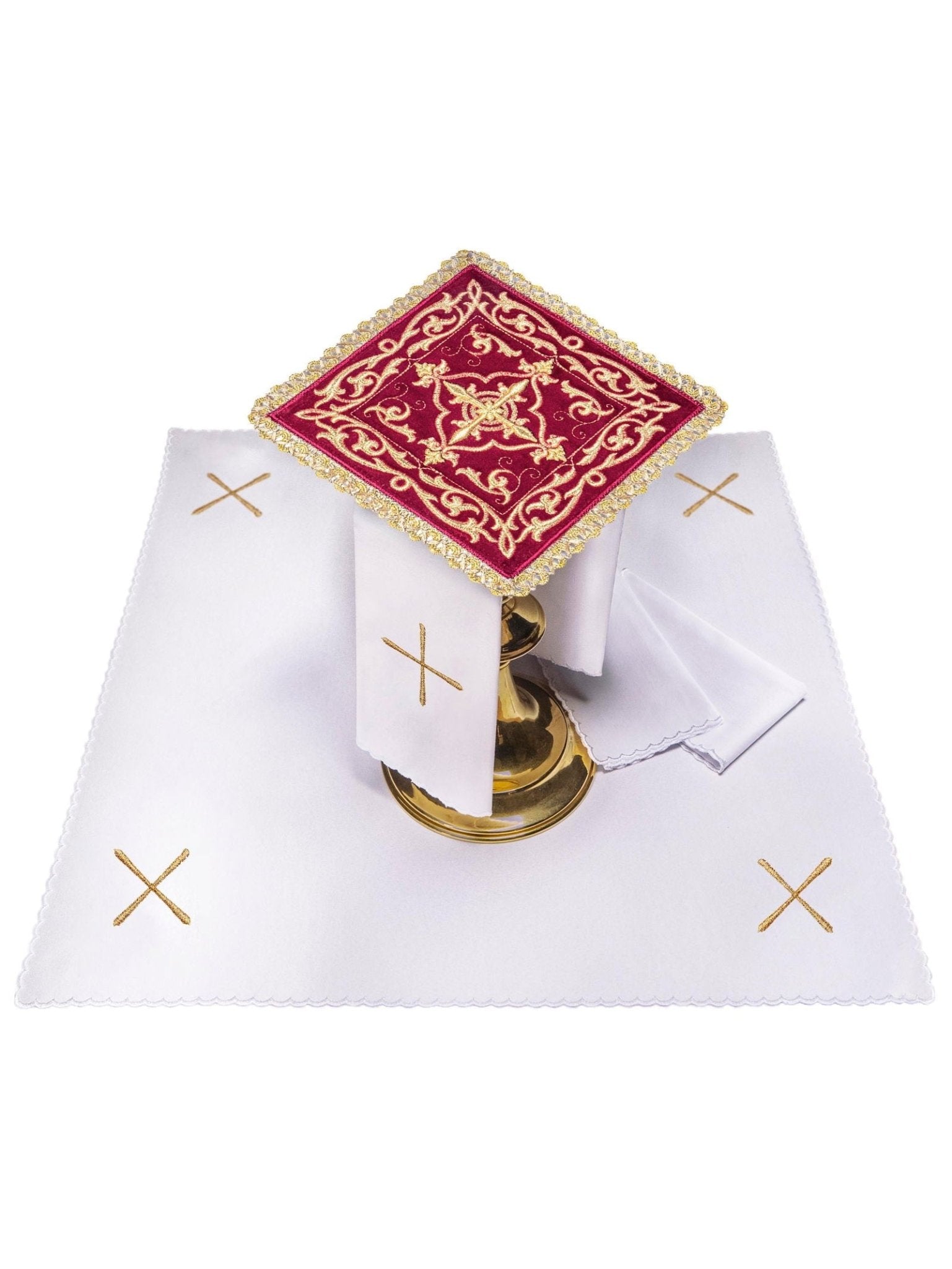 Chalice Linens made of burgundy colored velvet KK/5003/C1 - HAFTINAUSA.COM