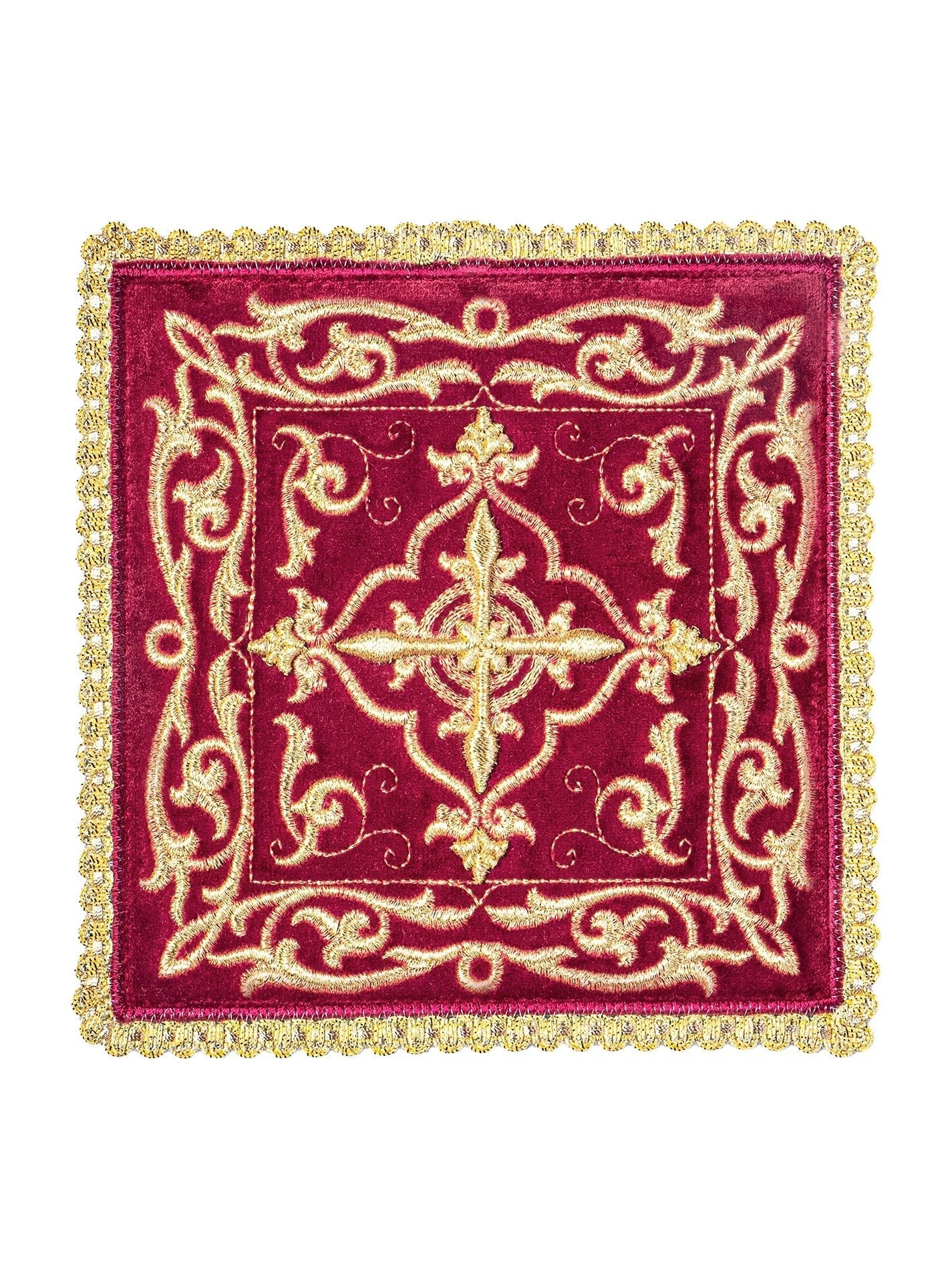 Chalice Linens made of burgundy colored velvet KK/5003/C1 - HAFTINAUSA.COM