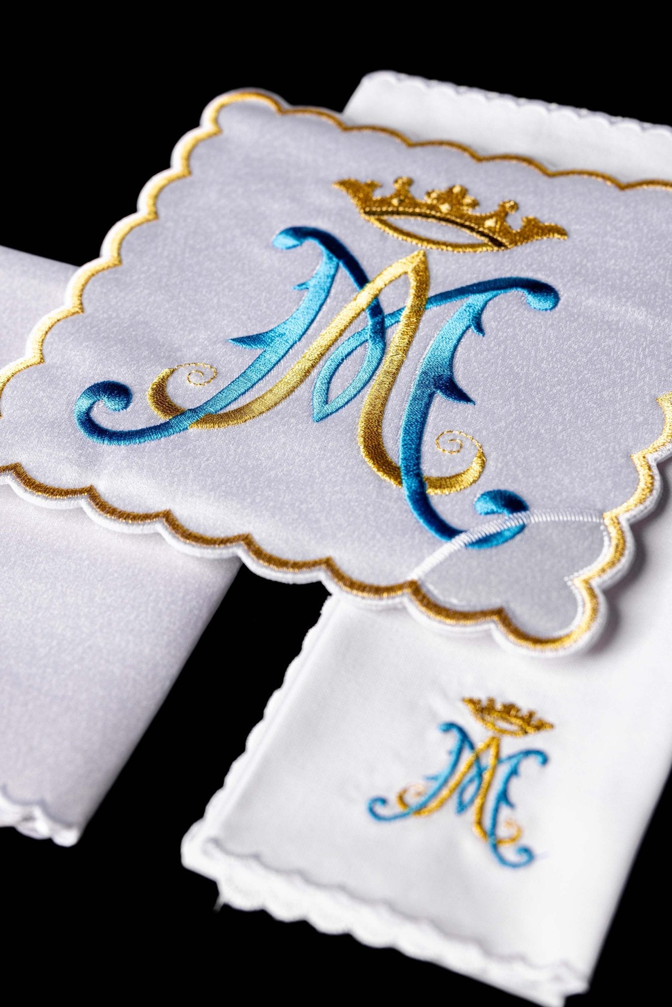 Chalice Linens with blue marian symbol KK/183 - CHASUBLES.COM